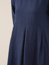 100% Linen Bateau Neck Pleated Midi Dress ABIGAIL by LINTICO for women