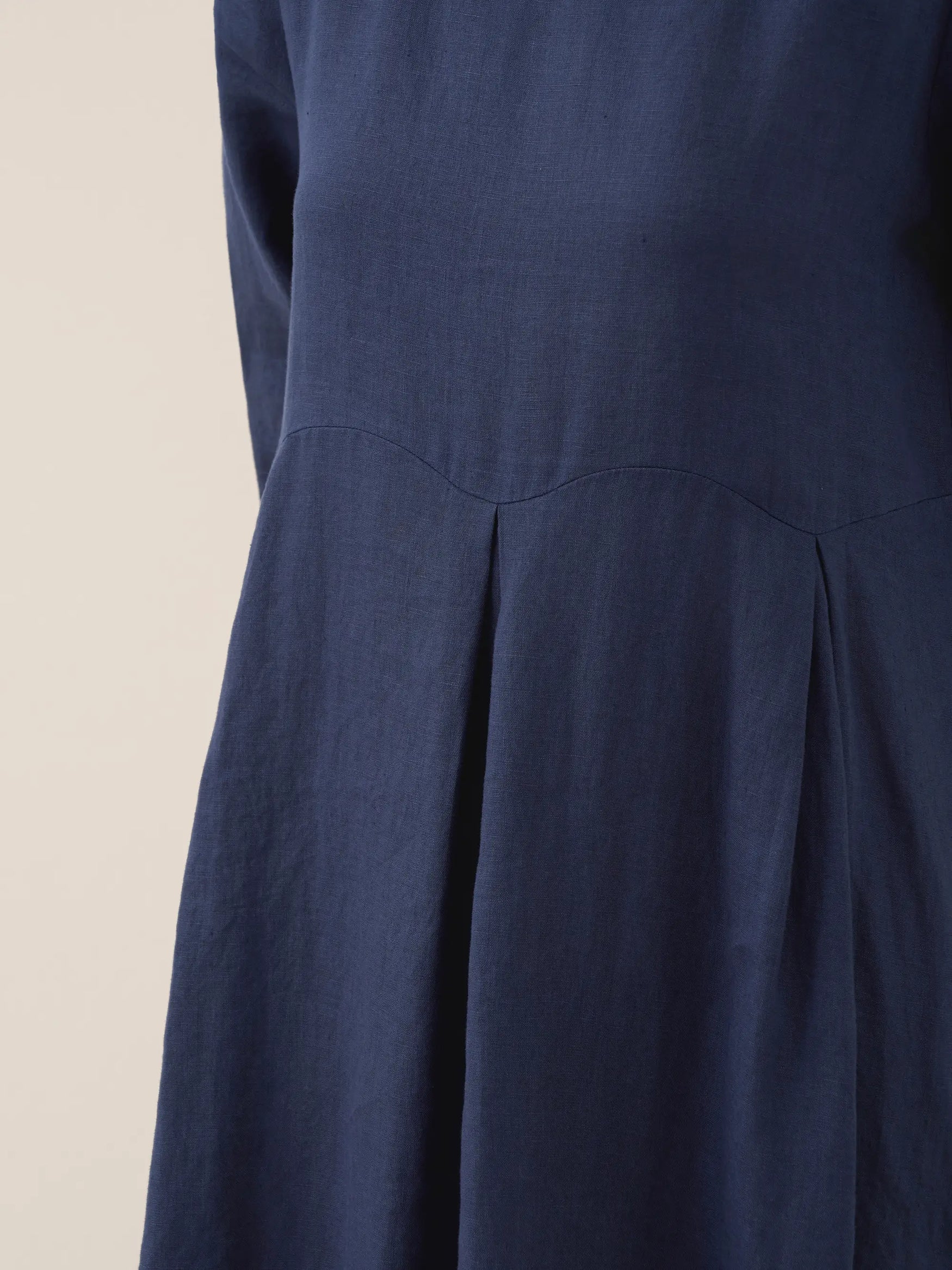100% Linen Bateau Neck Pleated Midi Dress ABIGAIL by LINTICO for women