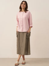 Linen Checked Elastic Waist Skirt MARINA by LINTICO for women