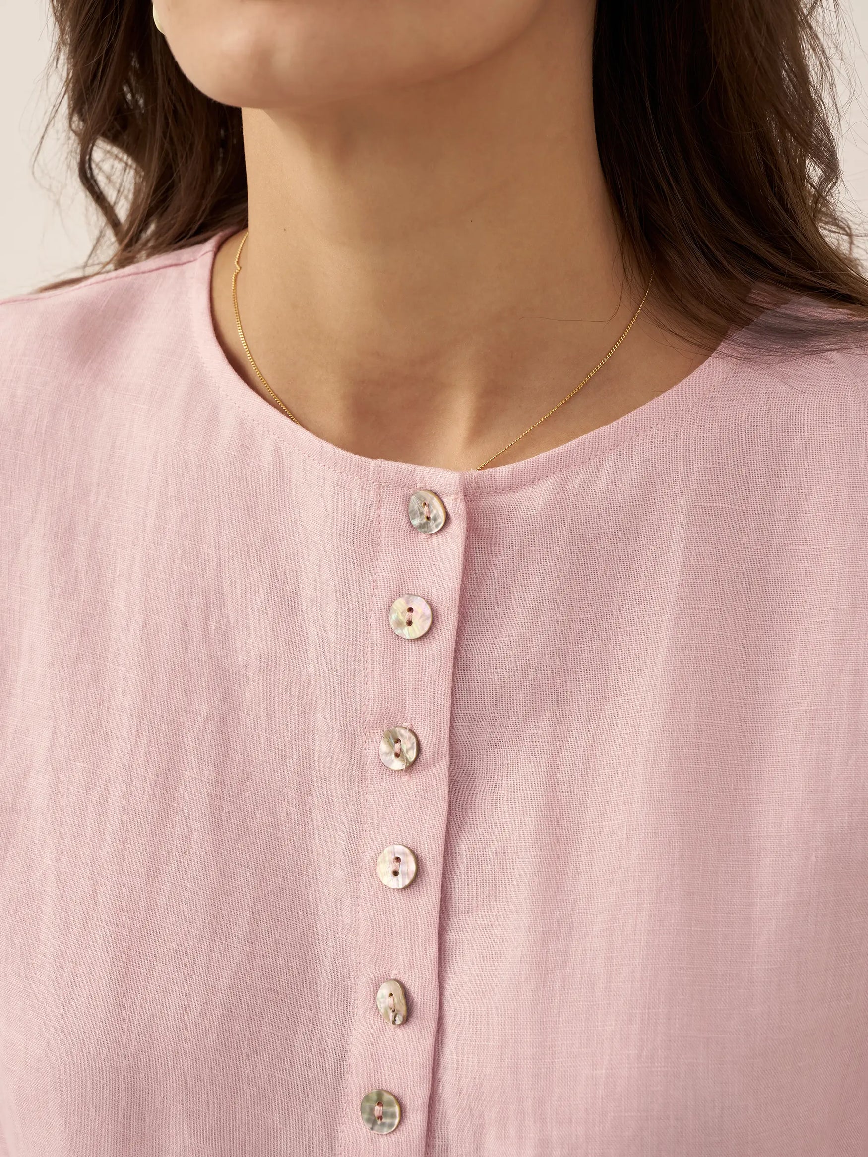 100% Linen Button-Front Drop Shoulder Shirt EASTER by LINTICO for women