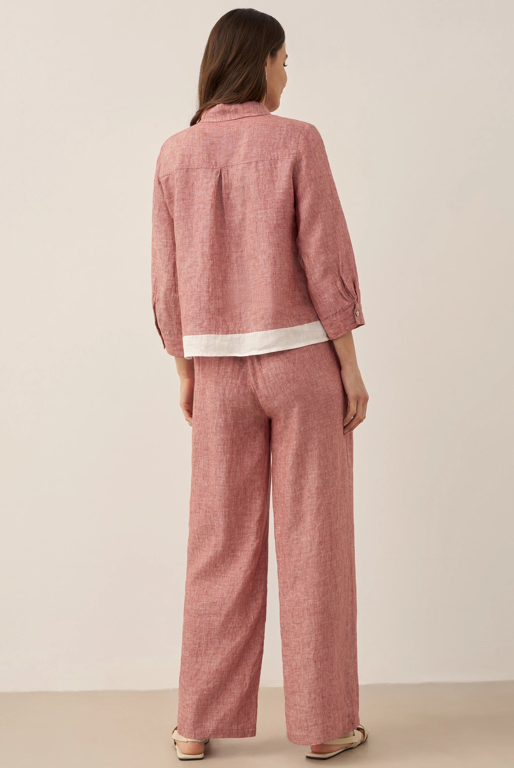 100% Linen Elastic Waist Straight-Leg Trousers JOURDAN by LINTICO for women