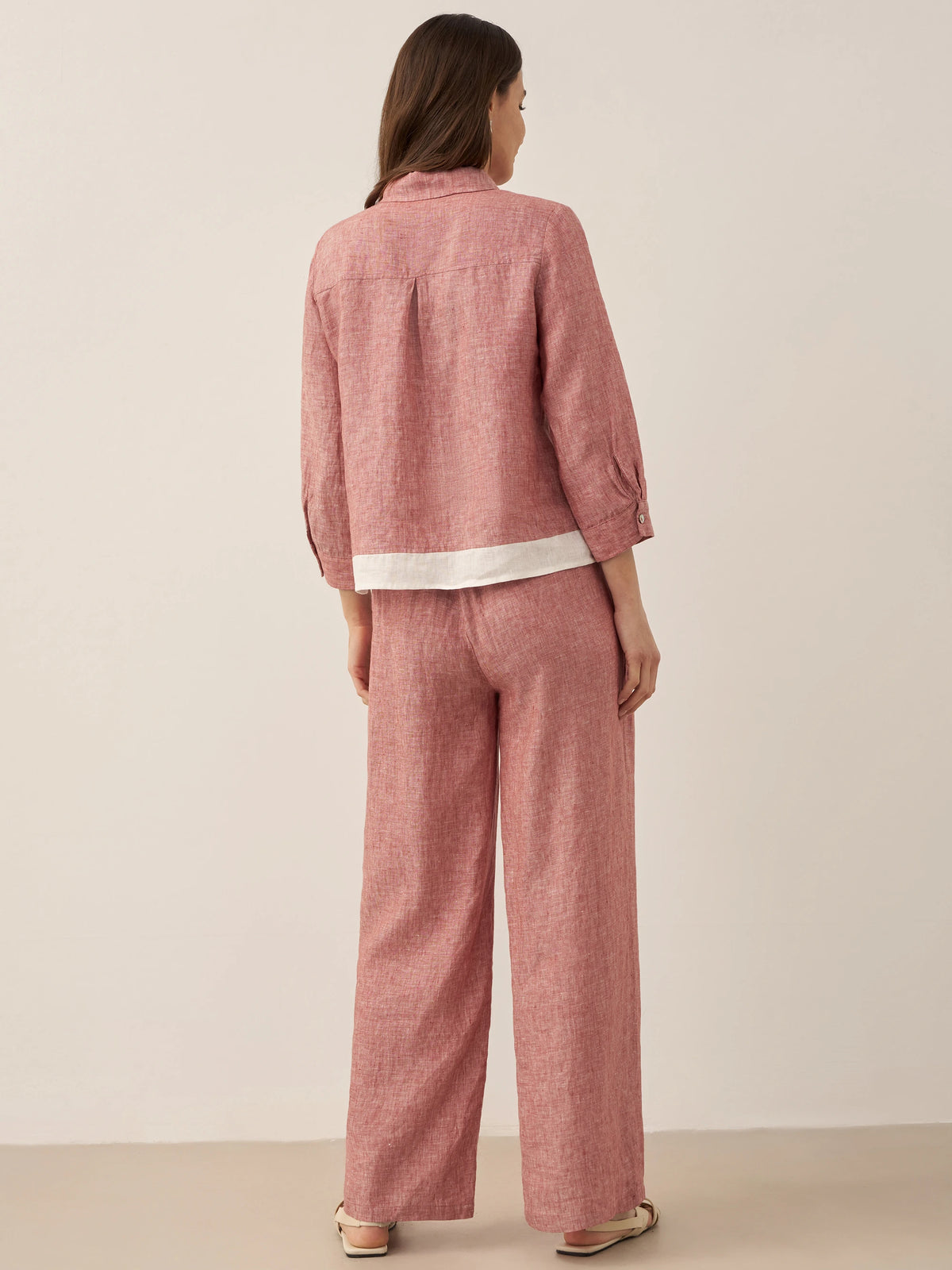 Pantalon droit femme JOURDAN à taille élastiquée en 100% lin de LINTICO