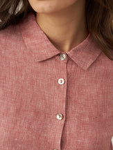 100% Linen Buttoned Closure Color-Blocked Shirt JANICE by LINTICO for women