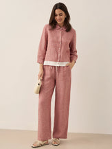 100% Linen Buttoned Closure Color-Blocked Shirt JANICE by LINTICO for women