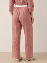 Pantalon droit femme JOURDAN à taille élastiquée en 100% lin de LINTICO