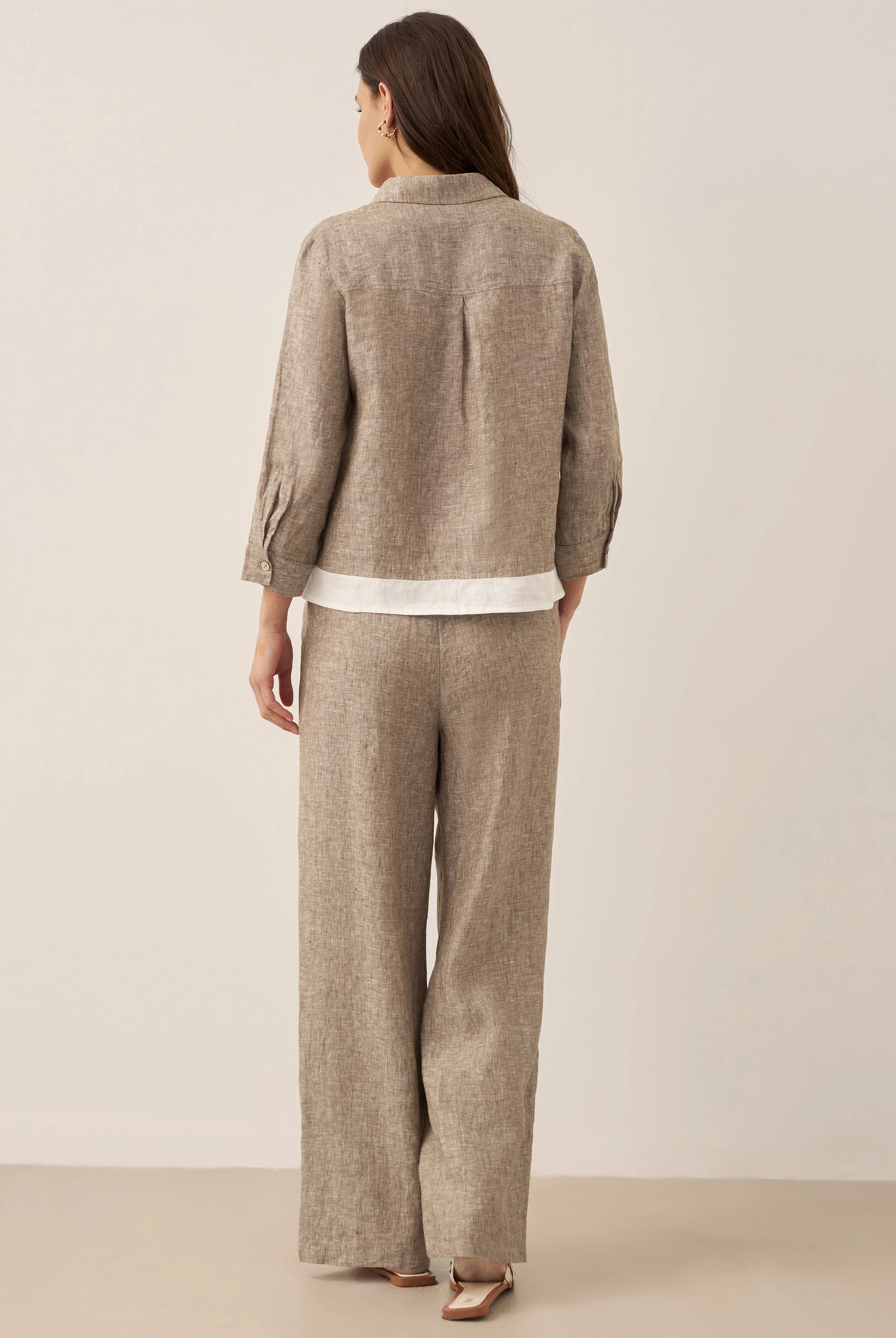 100% Linen Elastic Waist Straight-Leg Trousers JOURDAN by LINTICO for women