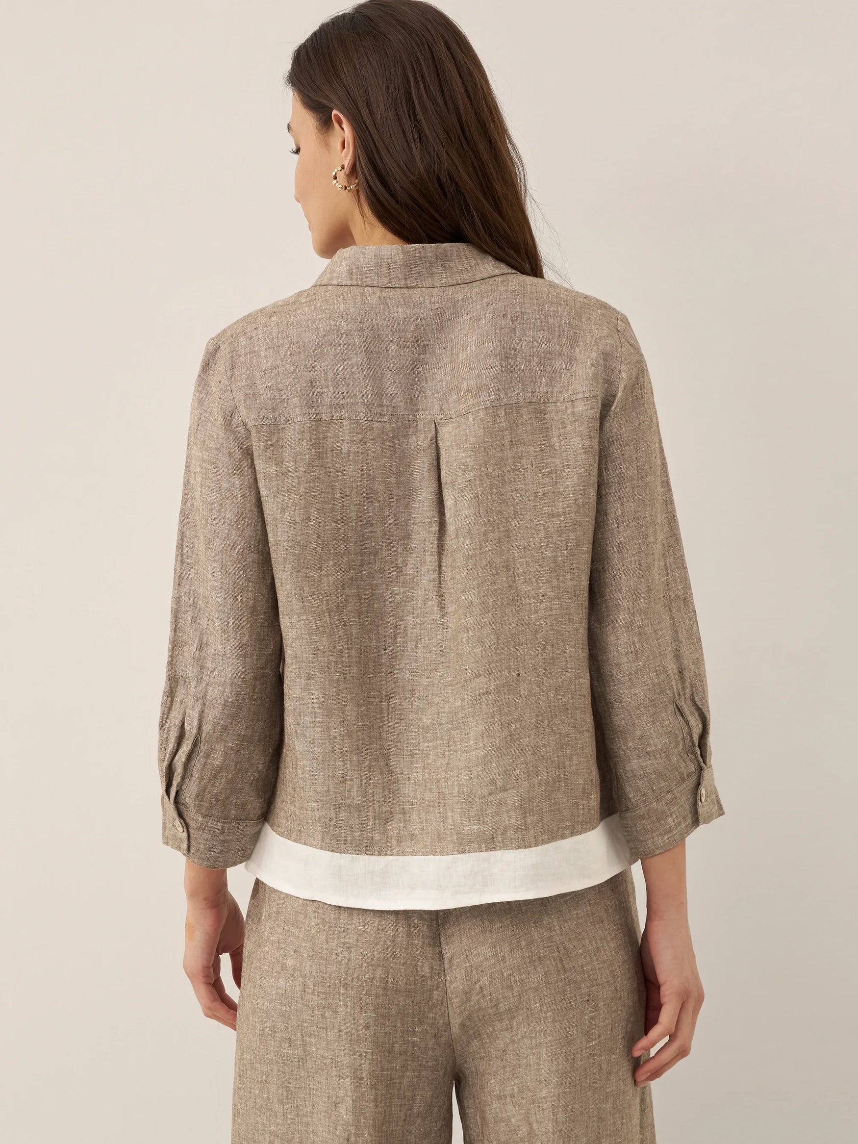 100% Linen Buttoned Closure Color-Blocked Shirt JANICE by LINTICO for women