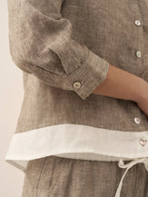 100% Linen Buttoned Closure Color-Blocked Shirt JANICE by LINTICO for women