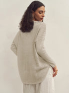 Cashmere V-Neck Textured Oversized Sweater With Asymmetrical Structural Design