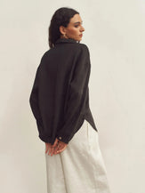 100% Linen Classic Collar Base Shirt JENNA - TOPS-Linen Button Down Shirts