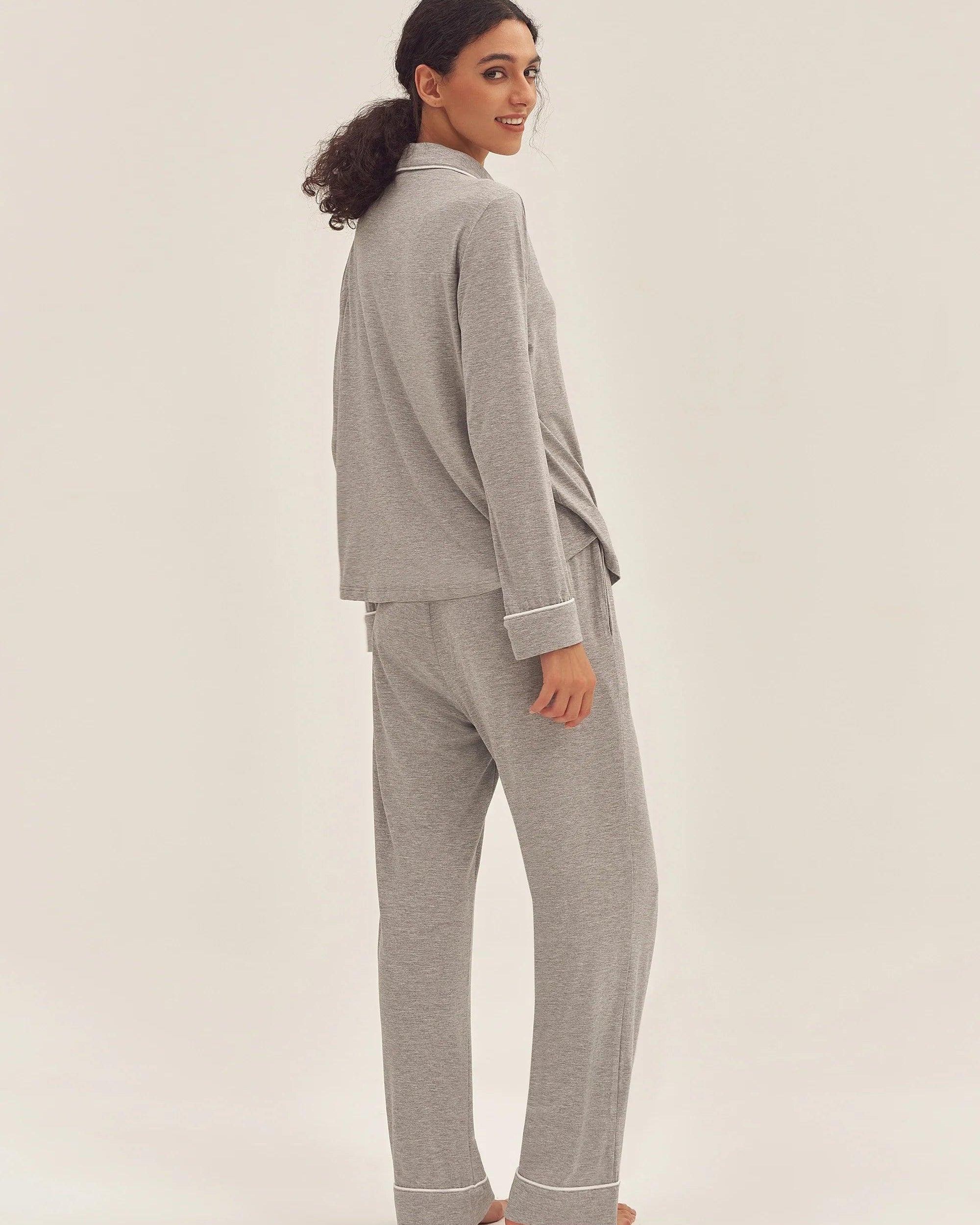 Long Sleeve Bamboo Pajama Set Adeline - LOUNGEWEAR-Bamboo PJS