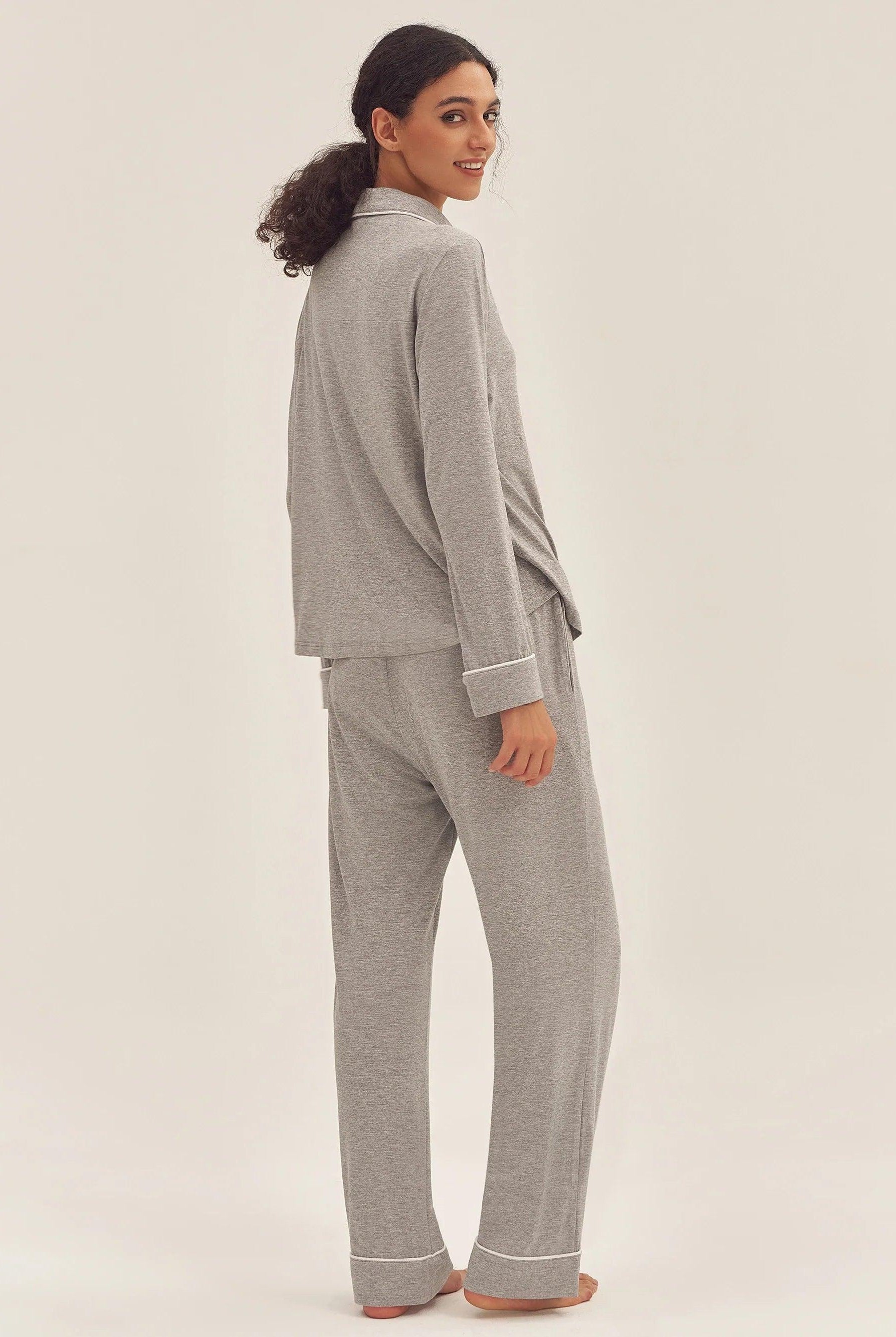 Long Sleeve Bamboo Pajama Set Adeline - LOUNGEWEAR-Bamboo PJS