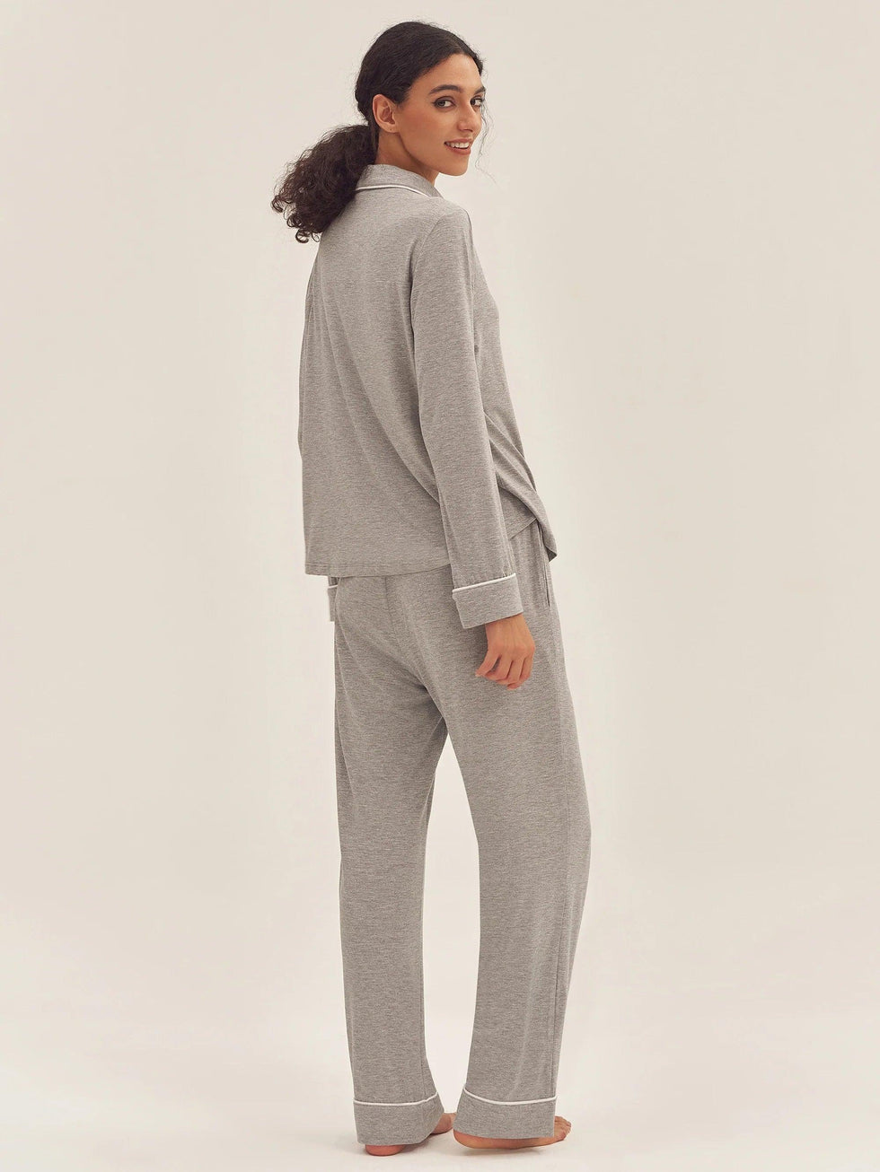 Long Sleeve Bamboo Viscose Pajama Set Adeline - LOUNGEWEAR-Bamboo Viscose PJS