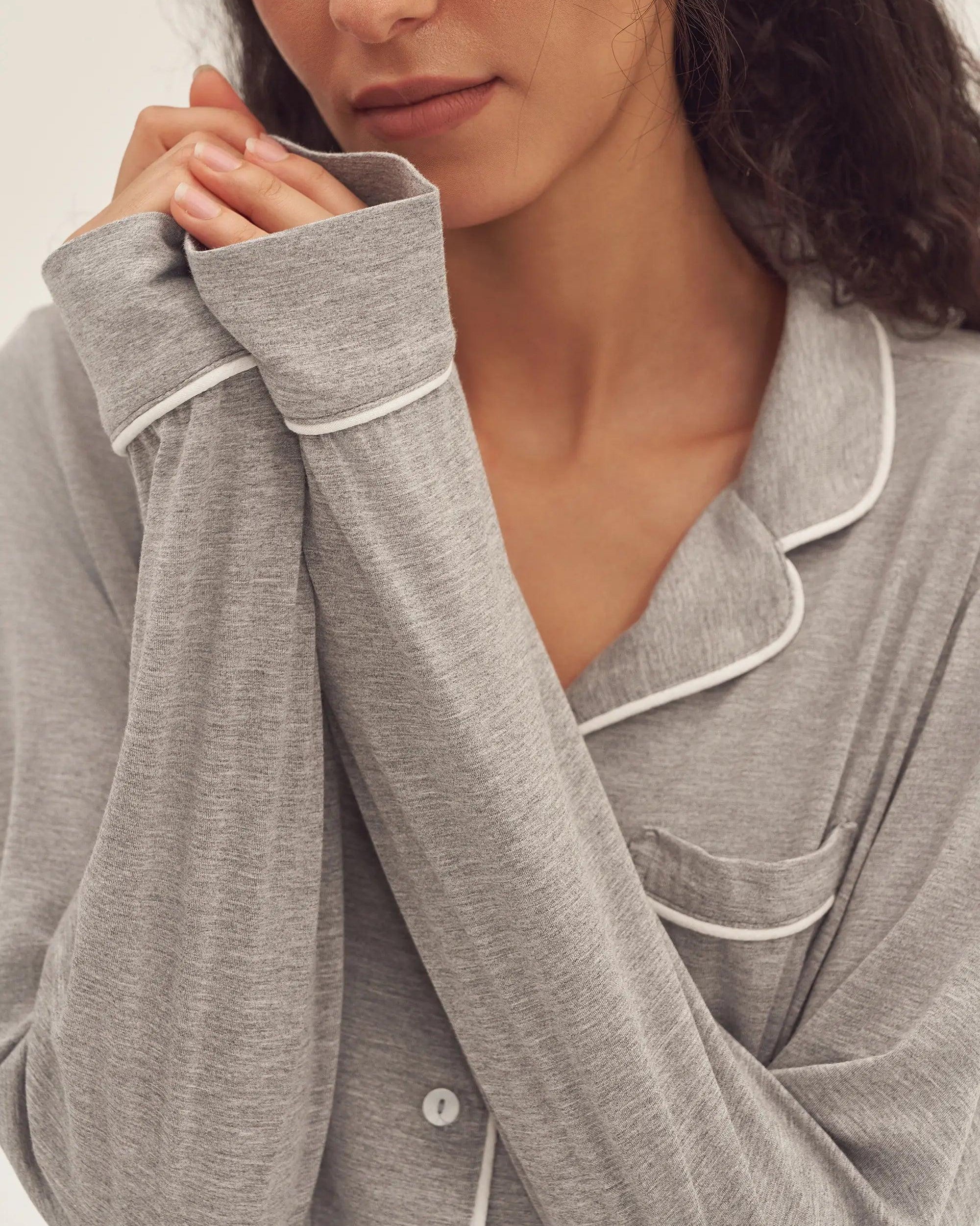 Long Sleeve Bamboo Pajama Set Adeline - LOUNGEWEAR-Bamboo PJS