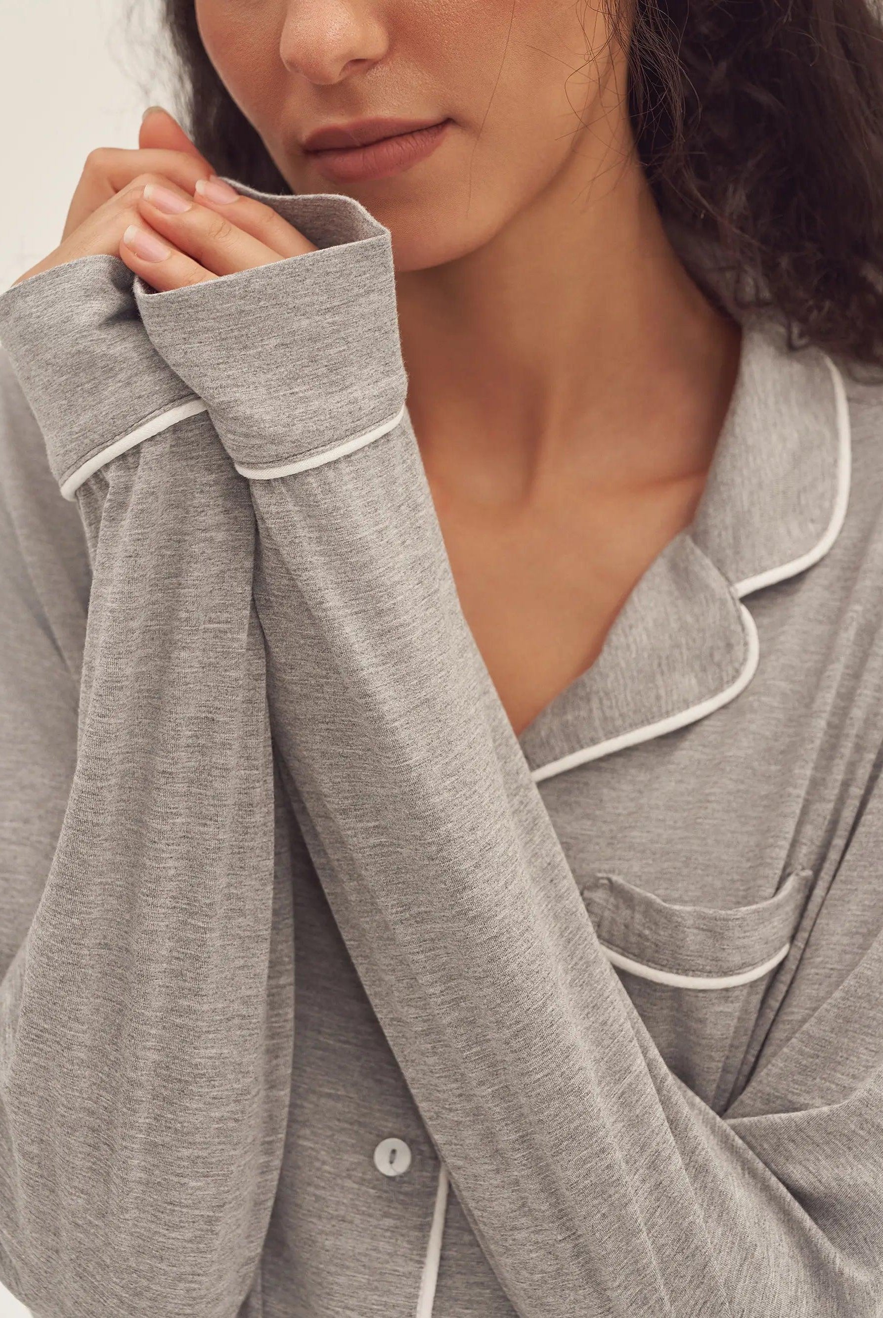 Long Sleeve Bamboo Pajama Set Adeline - LOUNGEWEAR-Bamboo PJS