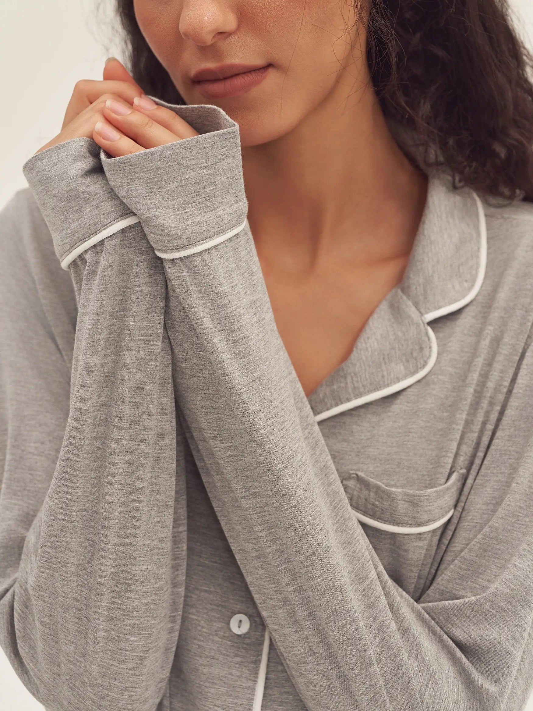 Long Sleeve Bamboo Viscose Pajama Set Adeline - LOUNGEWEAR-Bamboo Viscose PJS