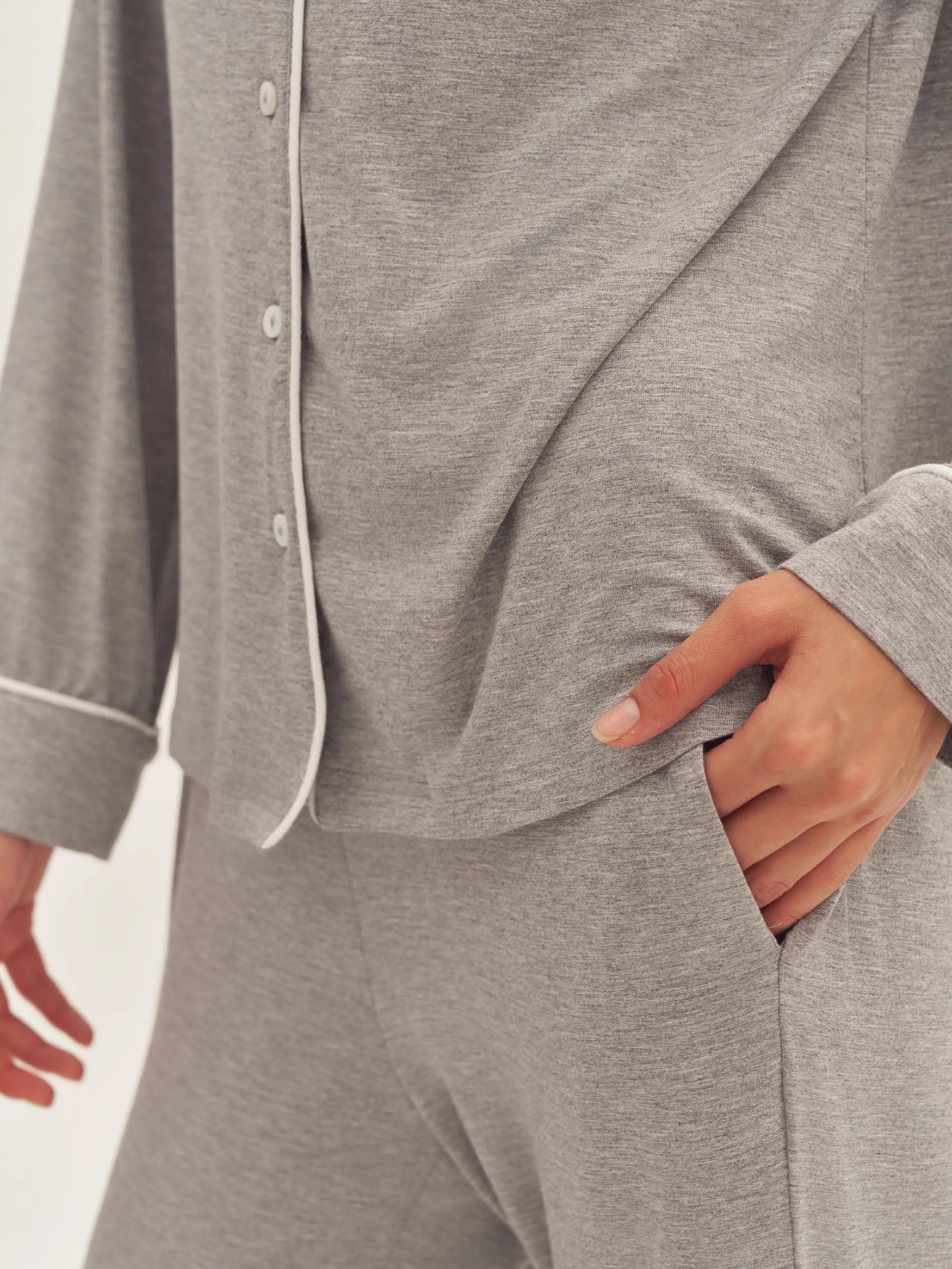 Long Sleeve Bamboo Viscose Pajama Set Adeline - LOUNGEWEAR-Bamboo Viscose PJS