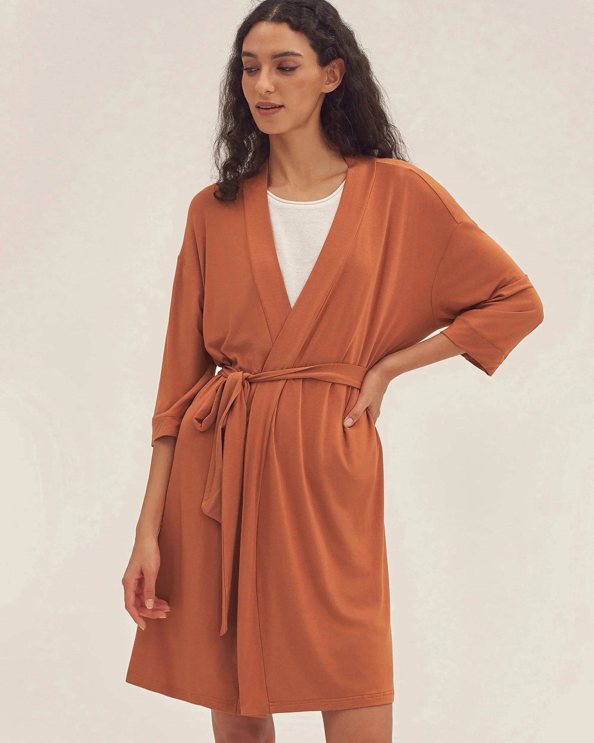 Bamboo Kimono Robe EVE - Halloween Orange / S - LOUNGEWEAR-Bamboo PJS