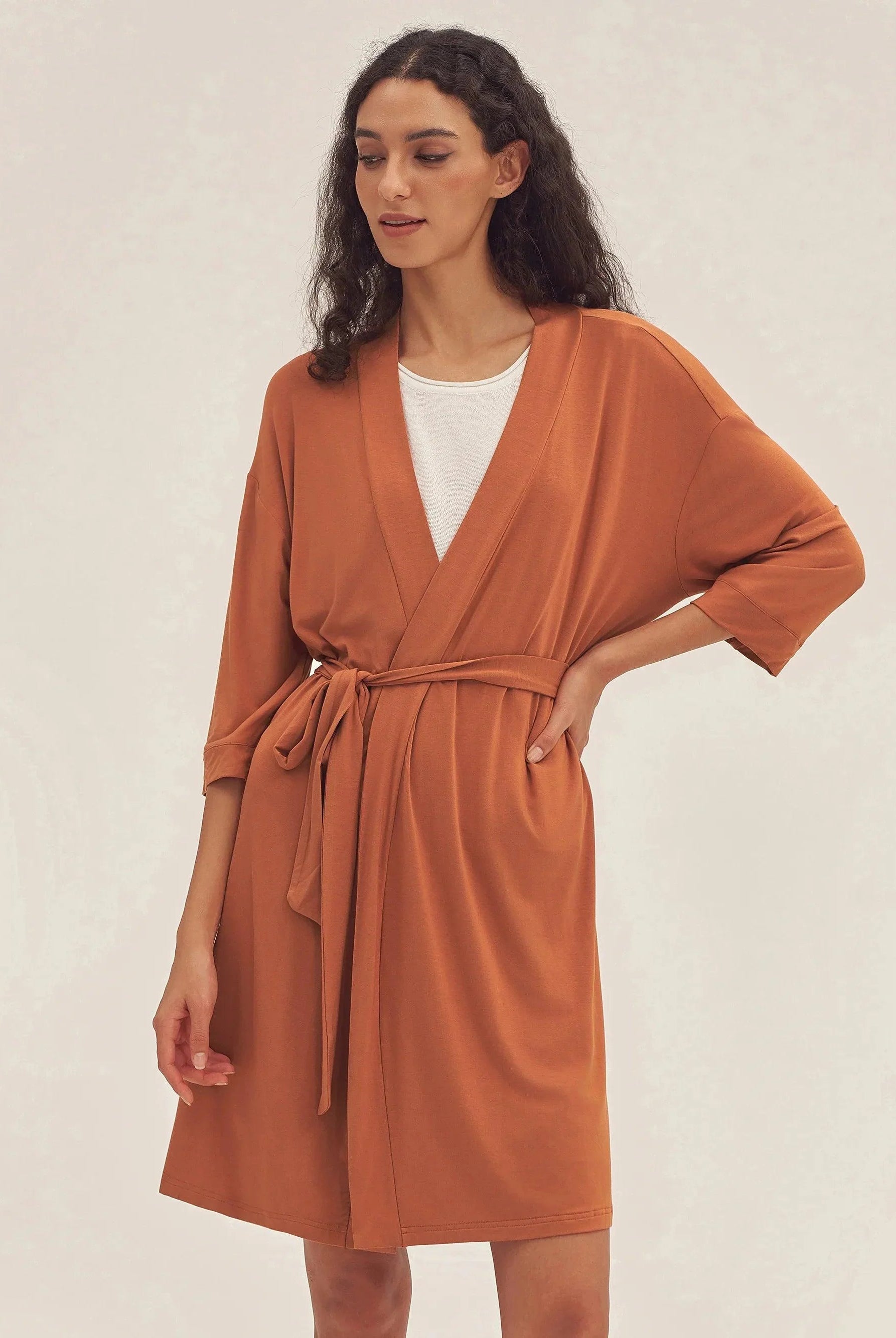 Bamboo Kimono Robe EVE - Halloween Orange / S - LOUNGEWEAR-Bamboo PJS