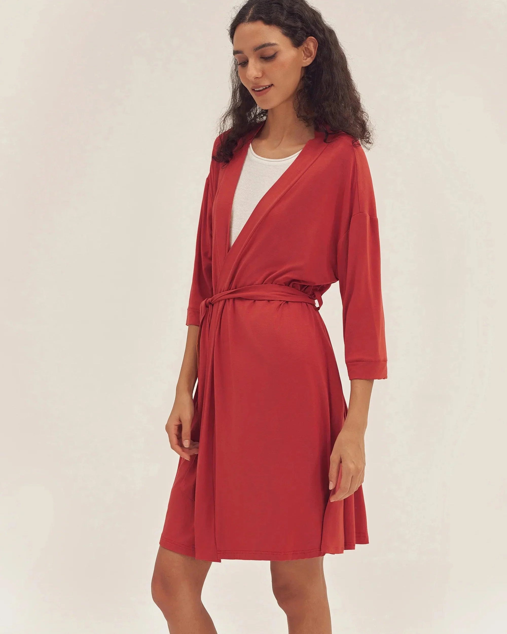 Bamboo Kimono Robe EVE - Christmas Red / S - LOUNGEWEAR-Bamboo PJS