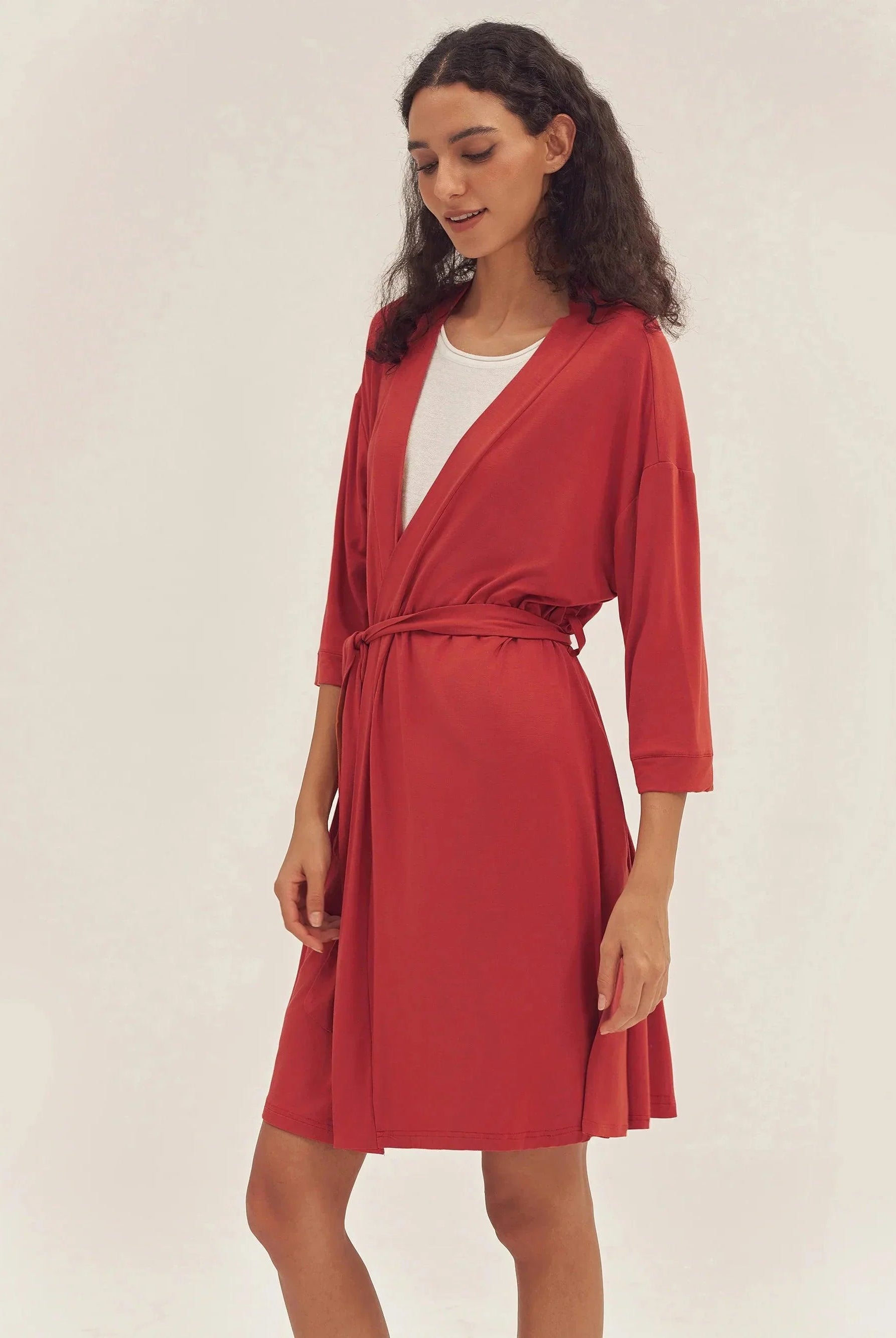Bamboo Kimono Robe EVE - Christmas Red / S - LOUNGEWEAR-Bamboo PJS