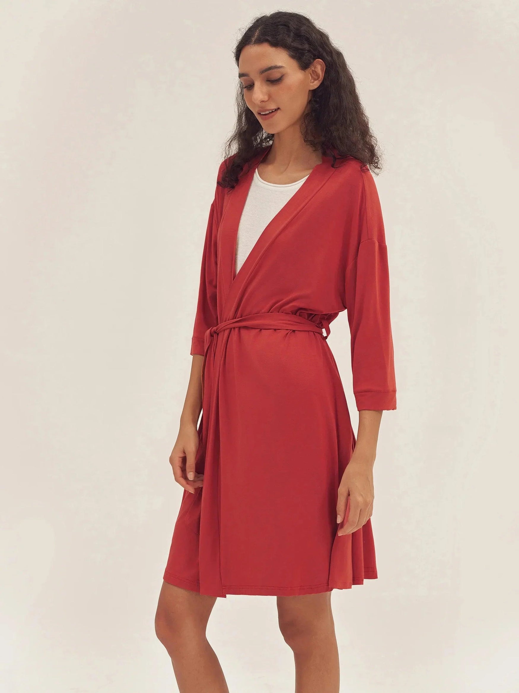 Bamboo Kimono Robe EVE - Christmas Red / S - LOUNGEWEAR-Bamboo PJS
