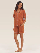 Short Sleeve Bamboo Pajama Set ODESSA - Halloween Orange / Sets / S - LOUNGEWEAR-Bamboo PJS