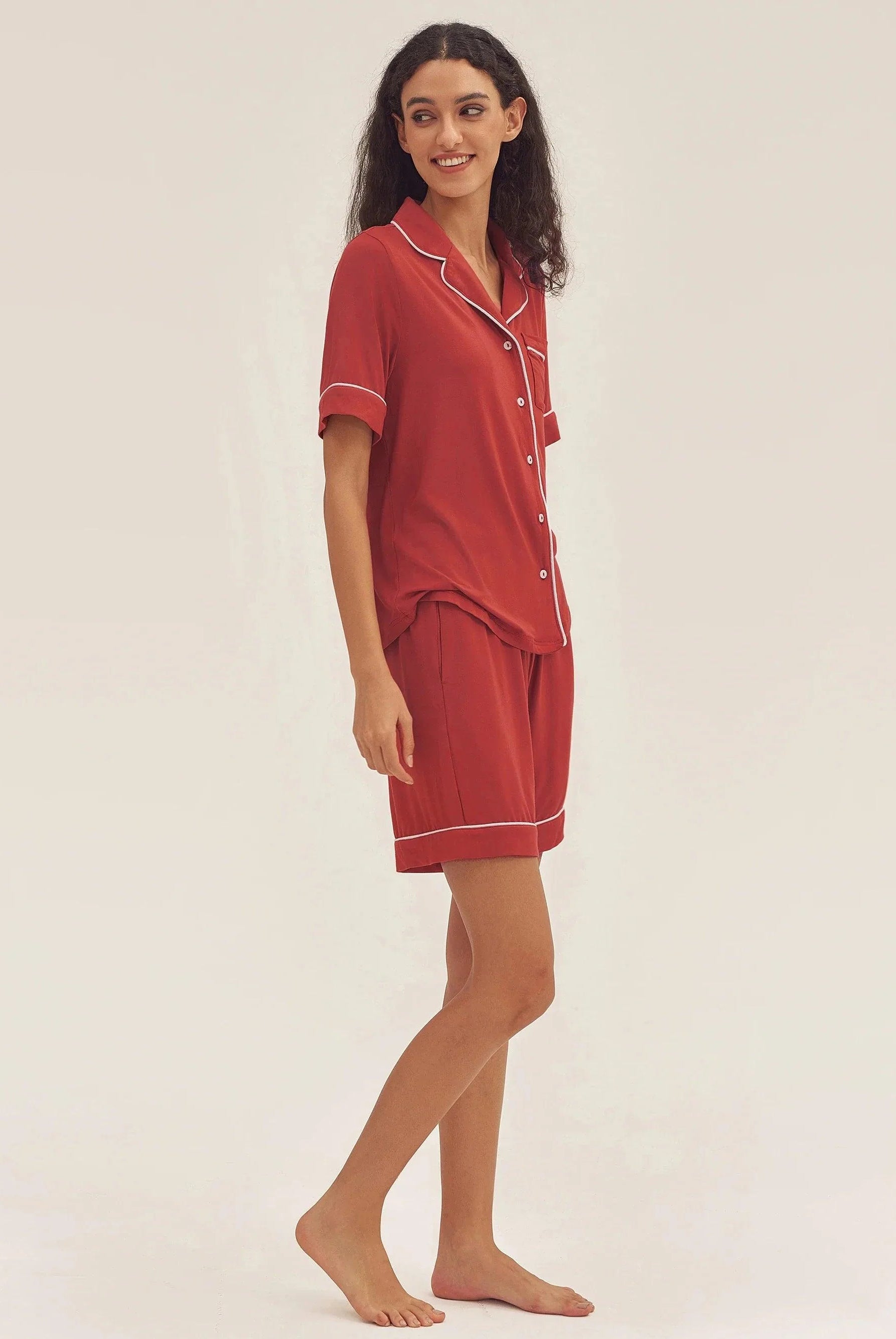 Short Sleeve Bamboo Pajama Set ODESSA - LOUNGEWEAR-Bamboo PJS