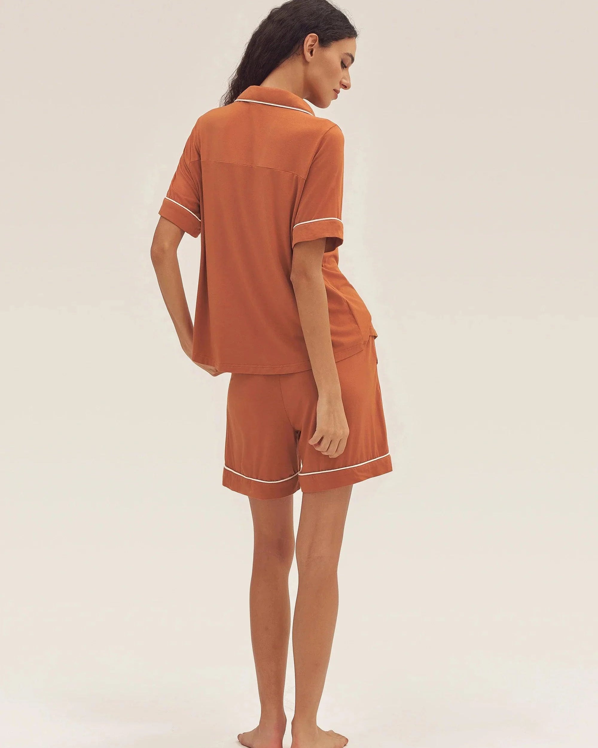 Short Sleeve Bamboo Pajama Set ODESSA - LOUNGEWEAR-Bamboo PJS
