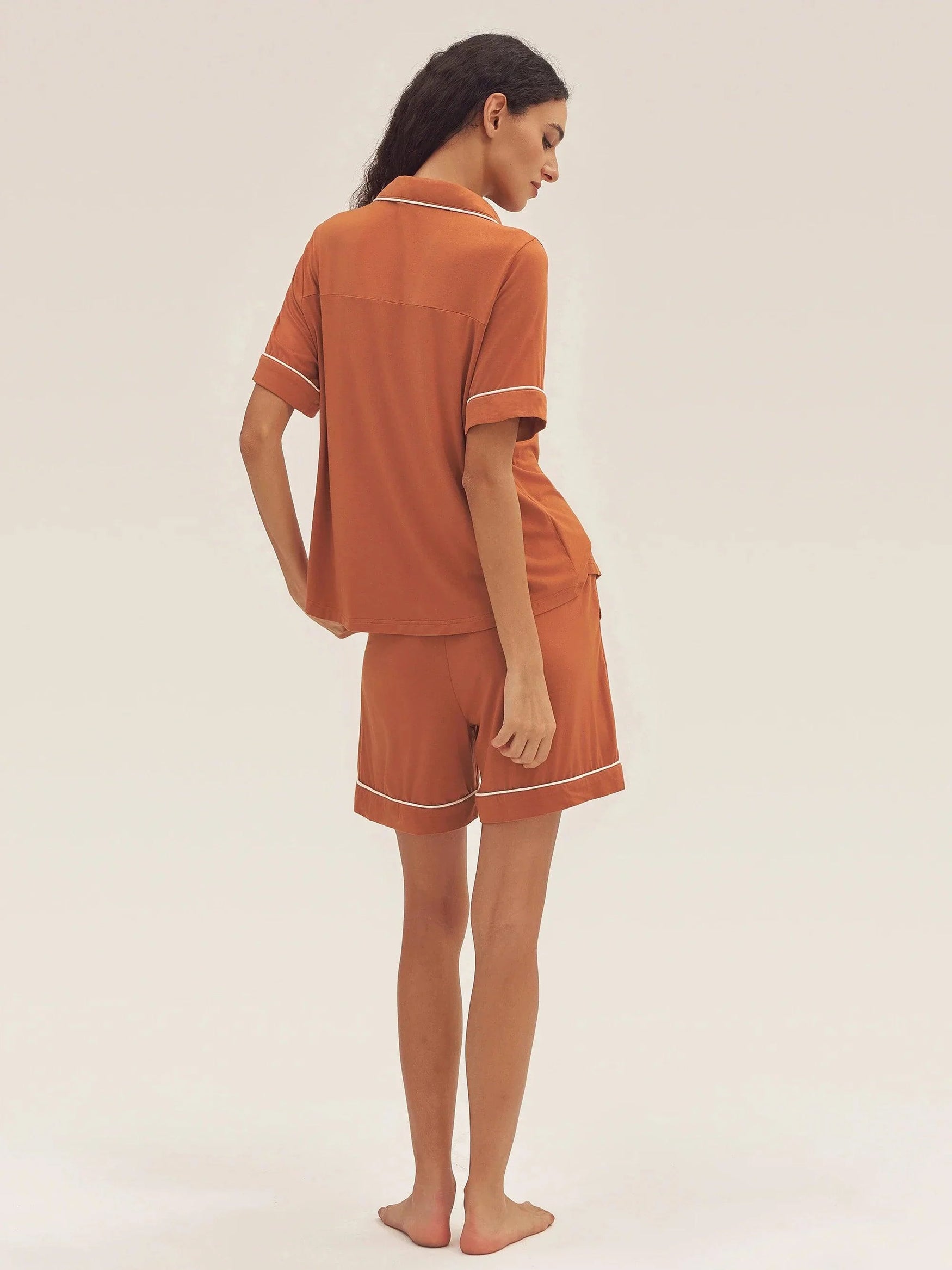 Short Sleeve Bamboo Viscose Pajama Set ODESSA - LOUNGEWEAR-Bamboo Viscose PJS
