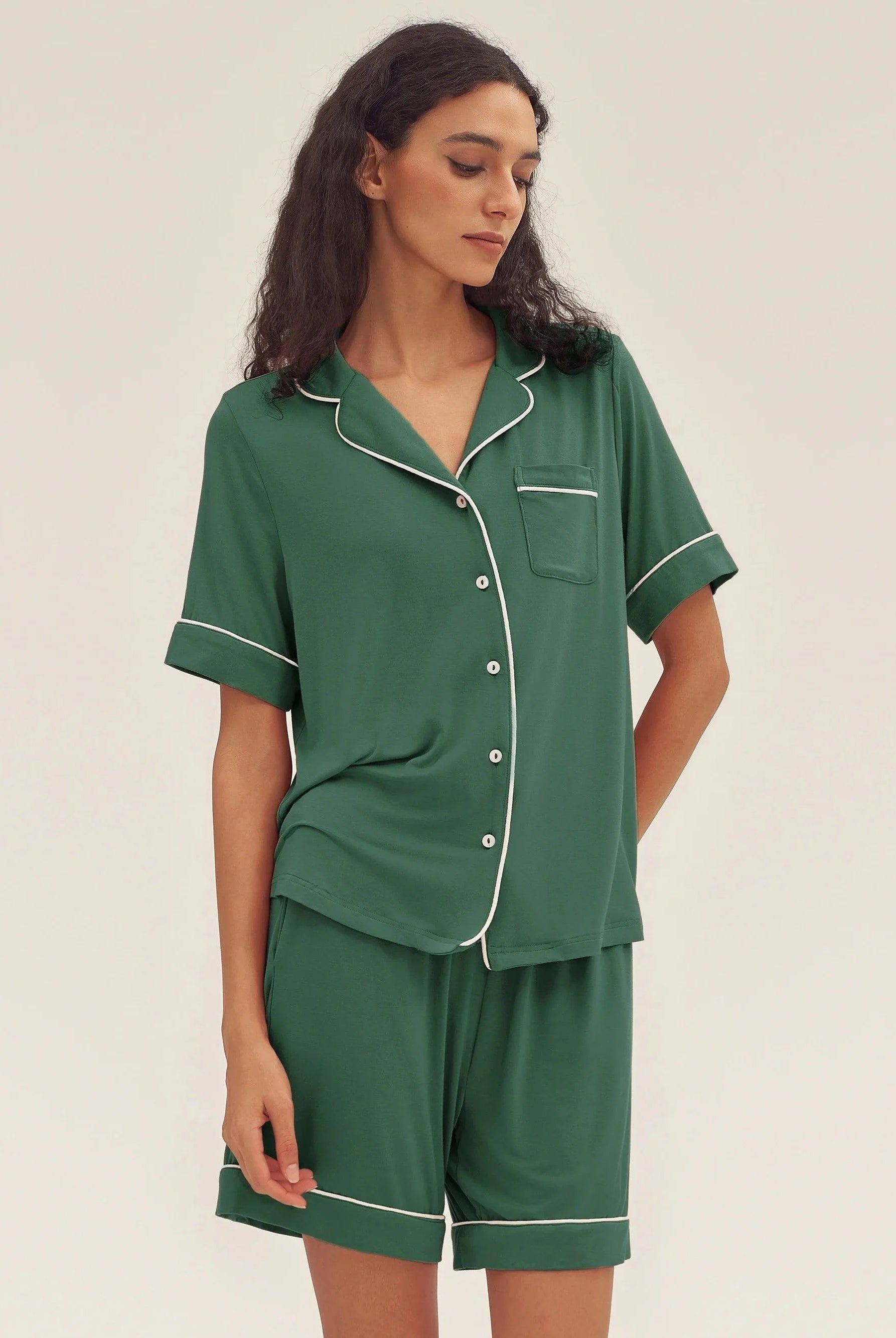 Short Sleeve Bamboo Pajama Set ODESSA - LOUNGEWEAR-Bamboo PJS