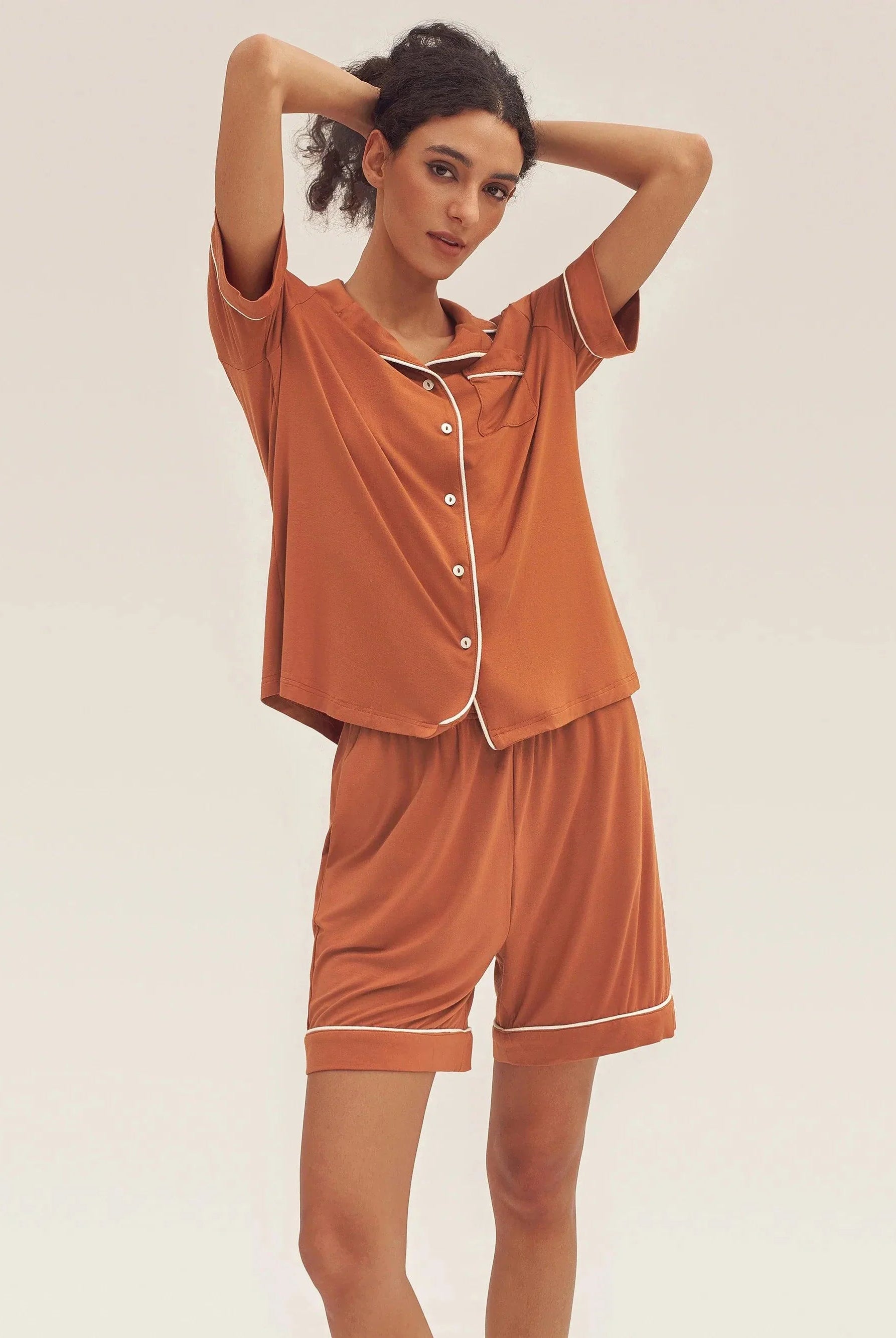 Short Sleeve Bamboo Pajama Set ODESSA - LOUNGEWEAR-Bamboo PJS