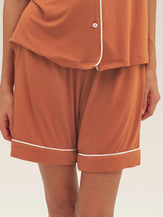 Short Sleeve Bamboo Viscose Pajama Set ODESSA - Halloween Orange / Bottoms / S - LOUNGEWEAR-Bamboo Viscose PJS