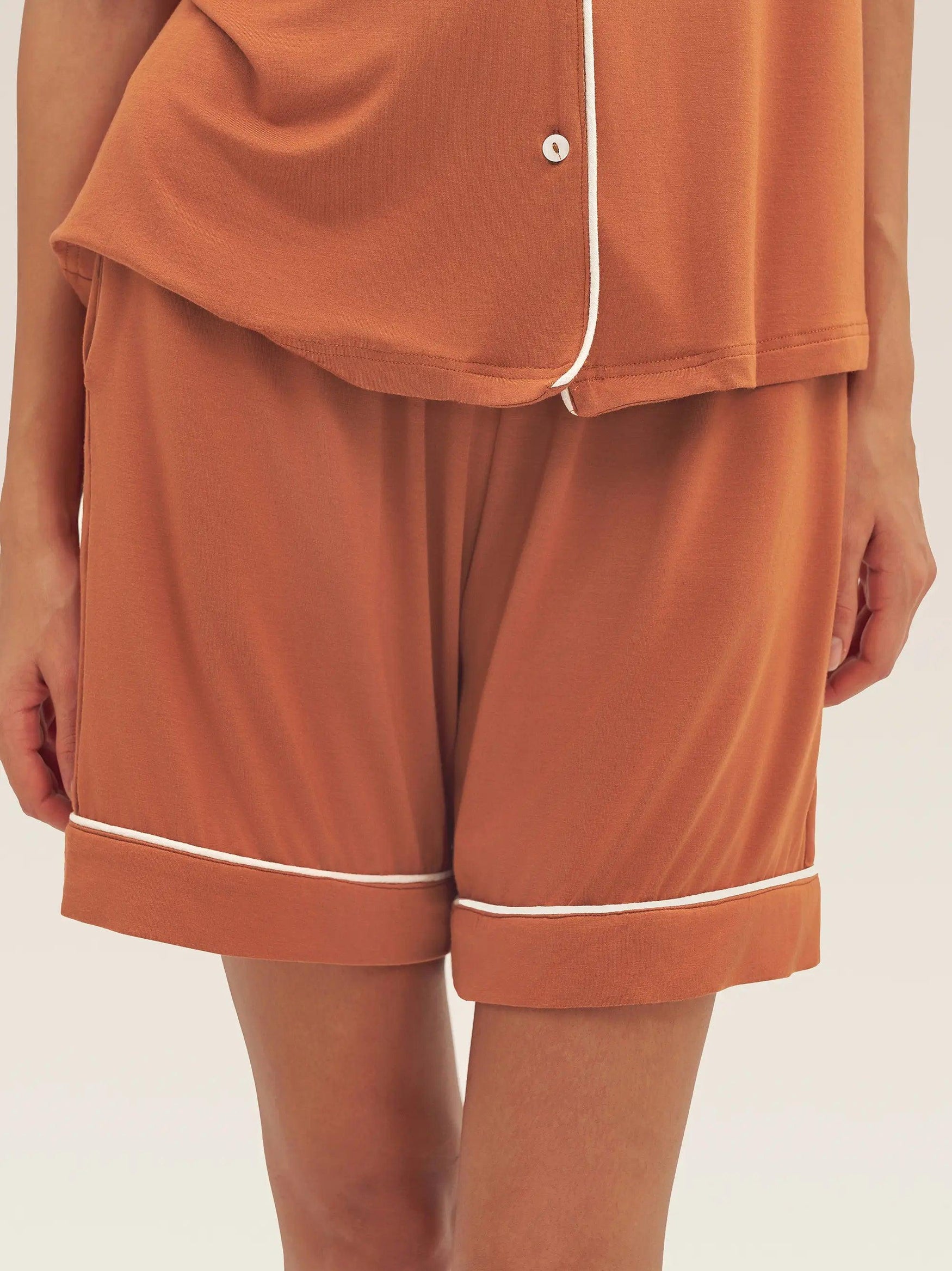 Short Sleeve Bamboo Viscose Pajama Set ODESSA - Halloween Orange / Bottoms / S - LOUNGEWEAR-Bamboo Viscose PJS