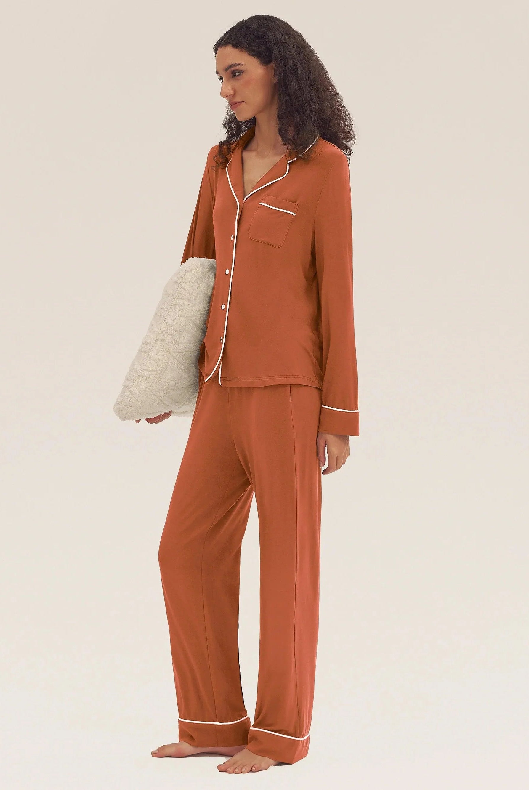 Long Sleeve Bamboo Pajama Set Adeline - LOUNGEWEAR-Bamboo PJS