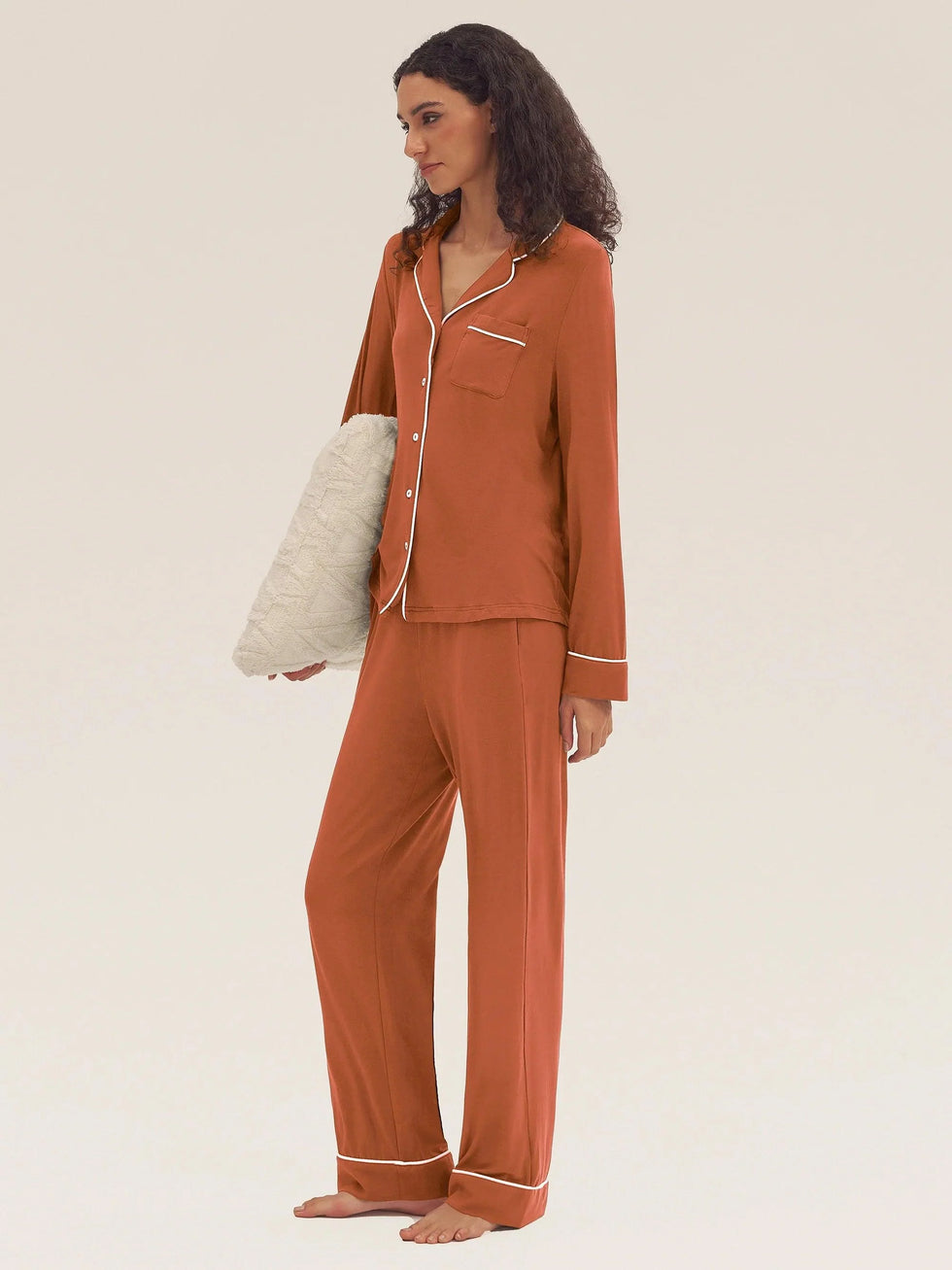 Long Sleeve Bamboo Viscose Pajama Set Adeline - LOUNGEWEAR-Bamboo Viscose PJS