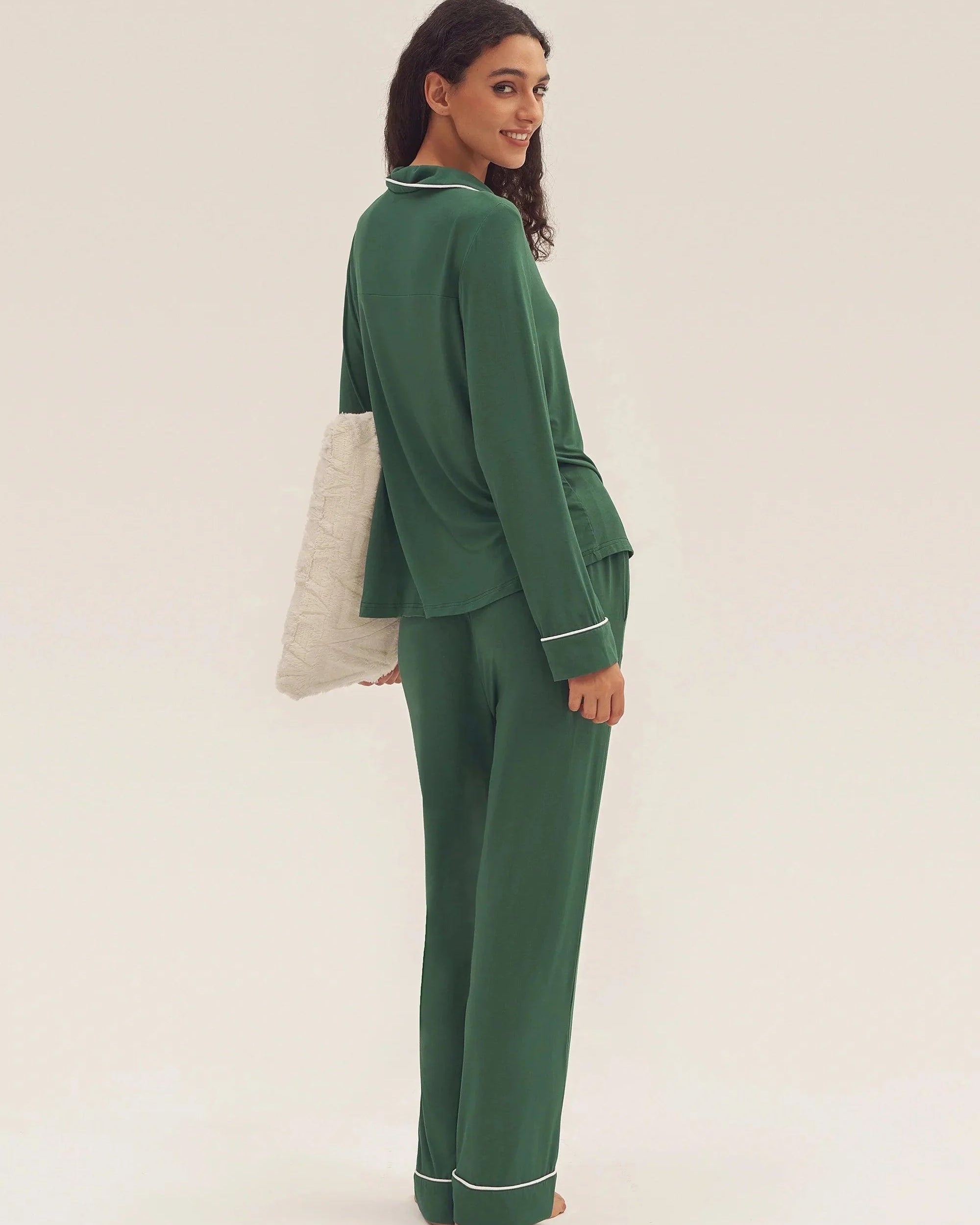 Long Sleeve Bamboo Pajama Set Adeline - LOUNGEWEAR-Bamboo PJS