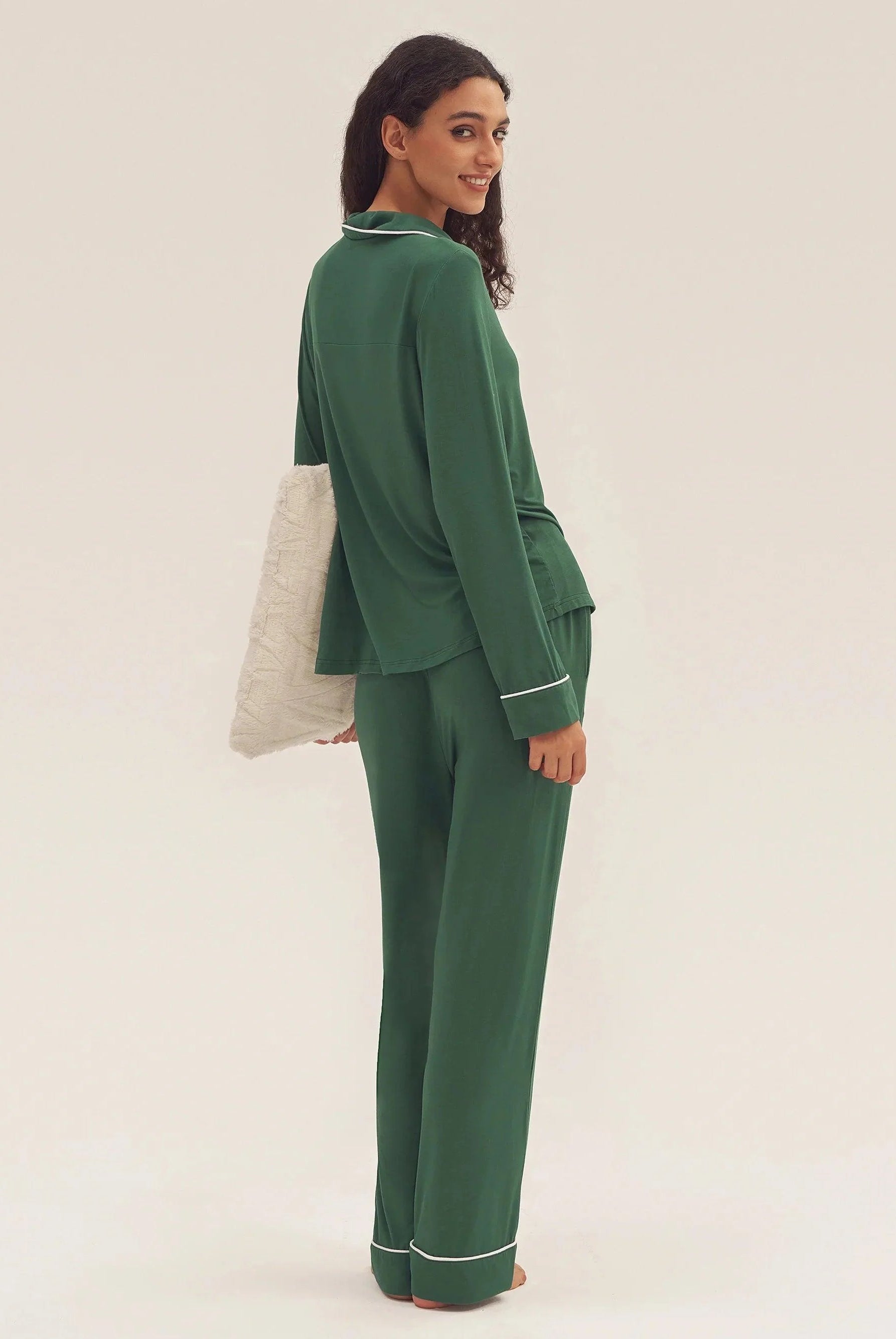 Long Sleeve Bamboo Pajama Set Adeline - LOUNGEWEAR-Bamboo PJS