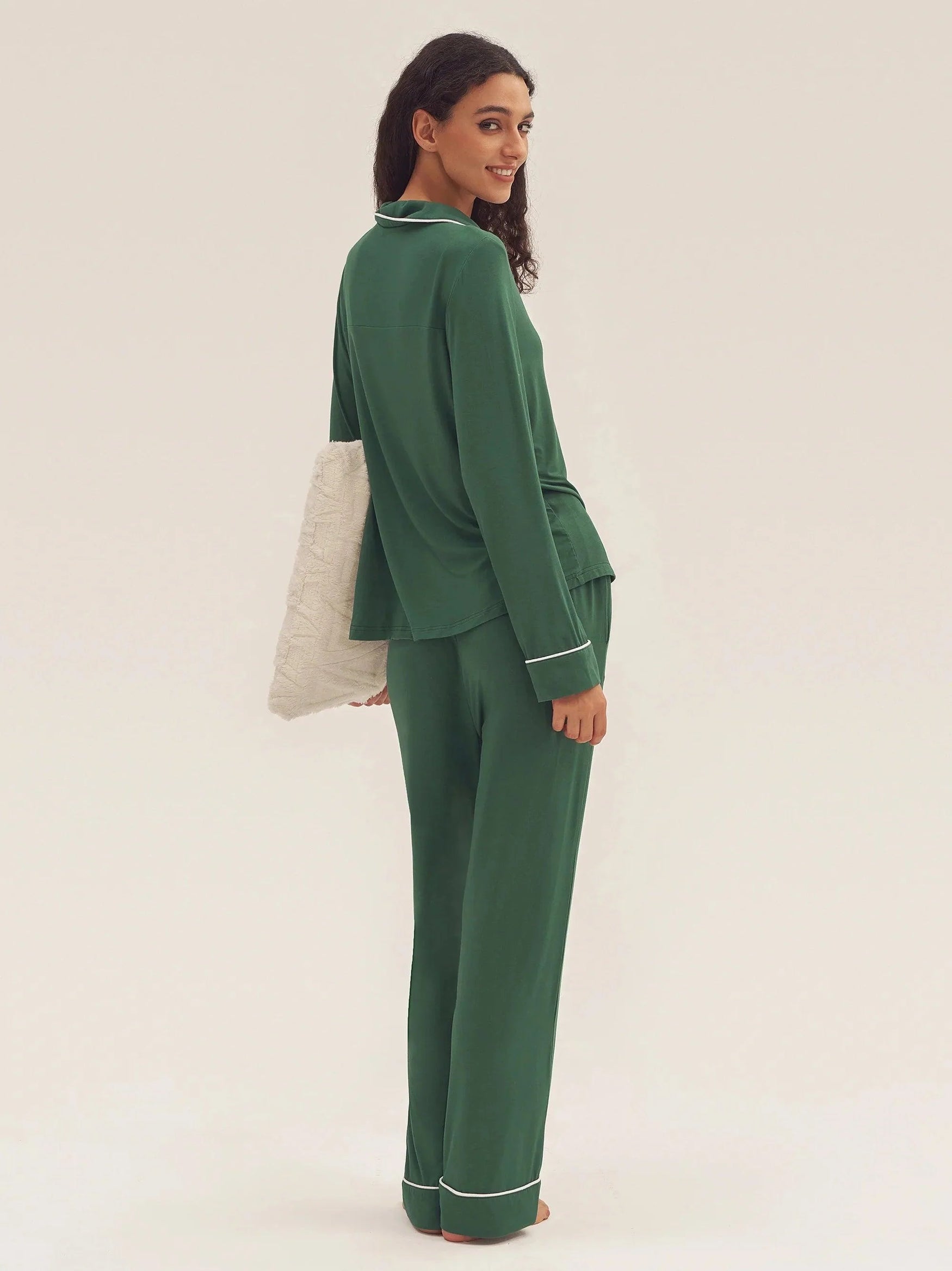 Long Sleeve Bamboo Viscose Pajama Set Adeline - LOUNGEWEAR-Bamboo Viscose PJS