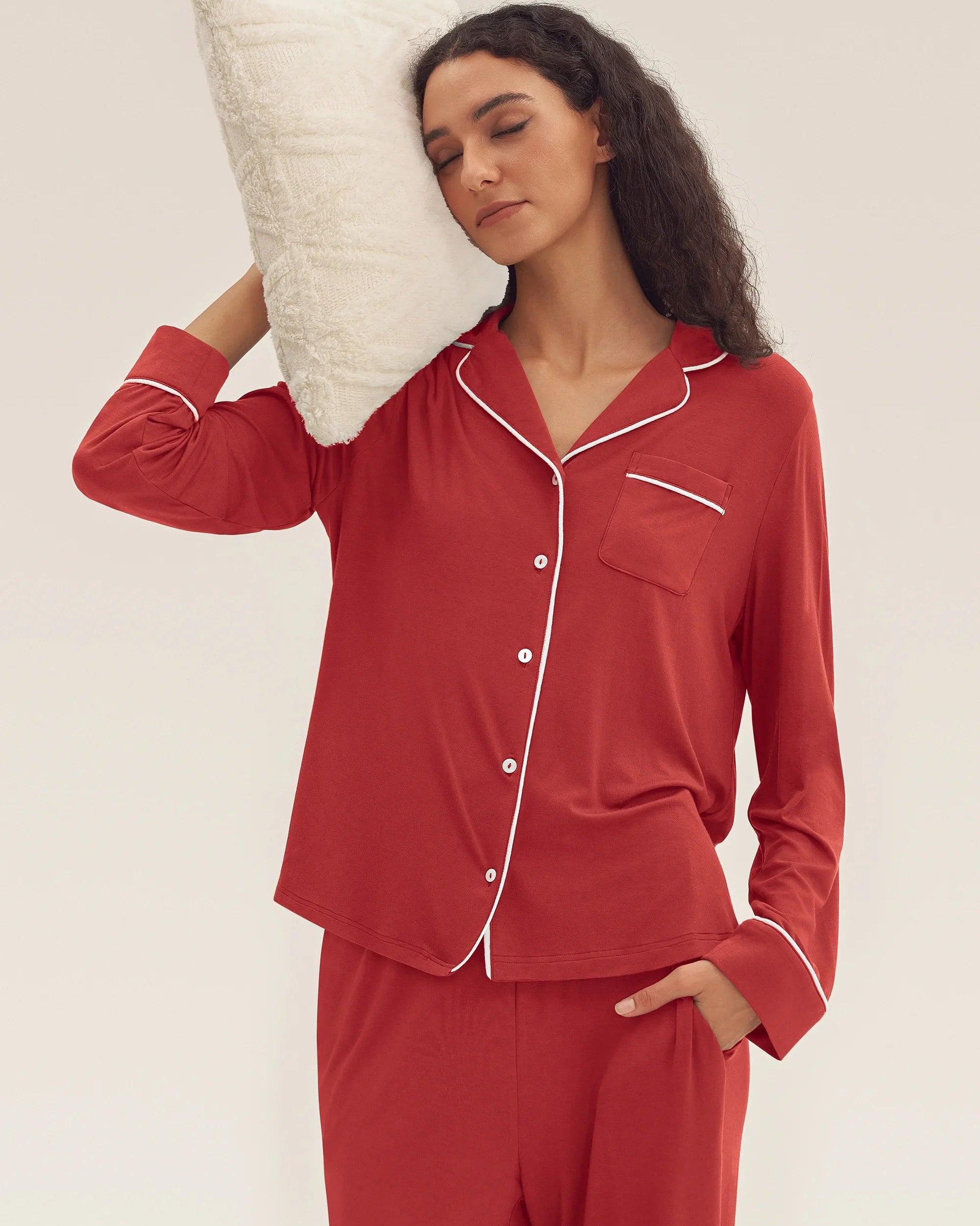 Long Sleeve Bamboo Pajama Set Adeline - LOUNGEWEAR-Bamboo PJS