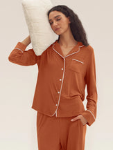 Long Sleeve Bamboo Viscose Pajama Set Adeline - LOUNGEWEAR-Bamboo Viscose PJS
