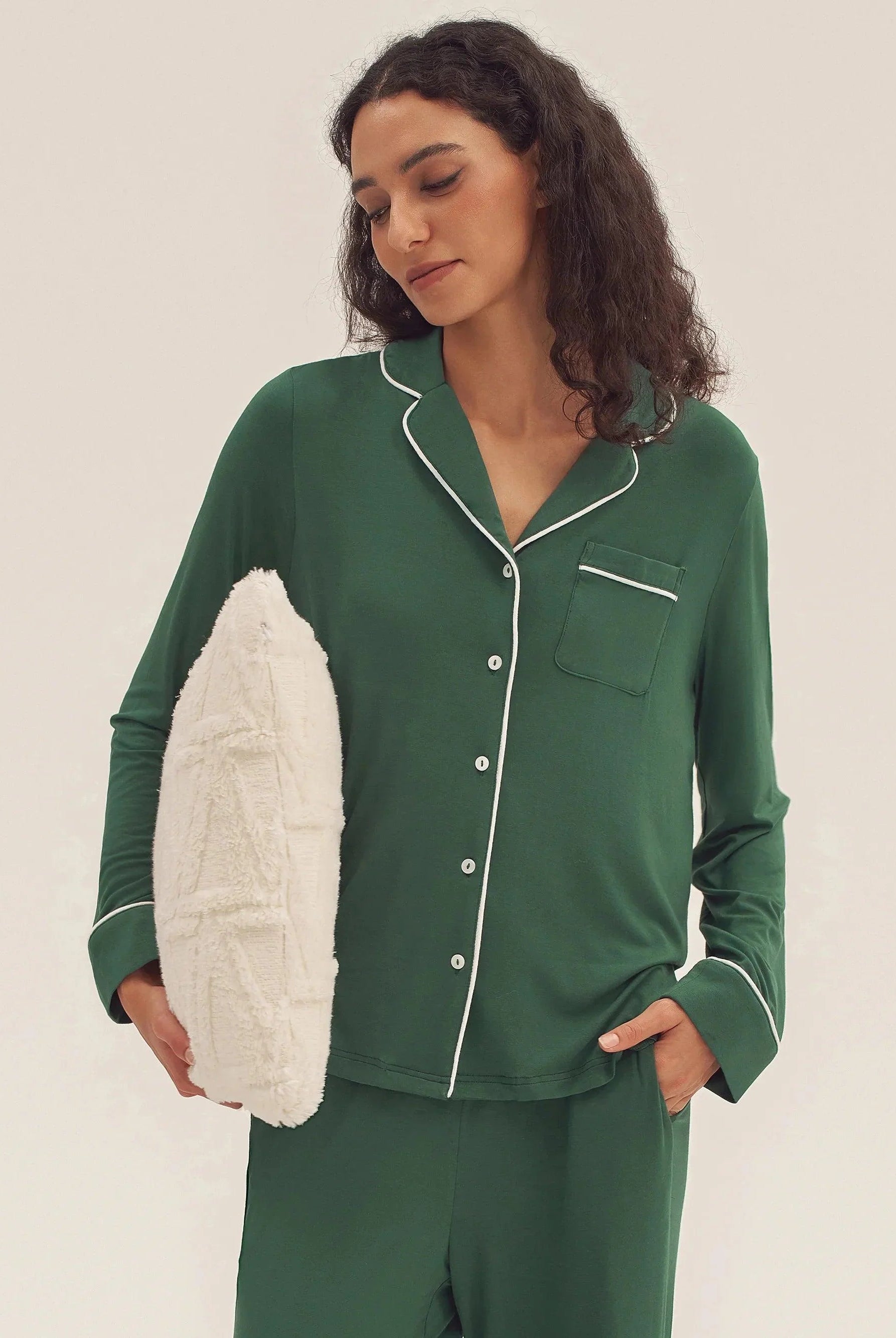 Long Sleeve Bamboo Pajama Set Adeline - LOUNGEWEAR-Bamboo PJS