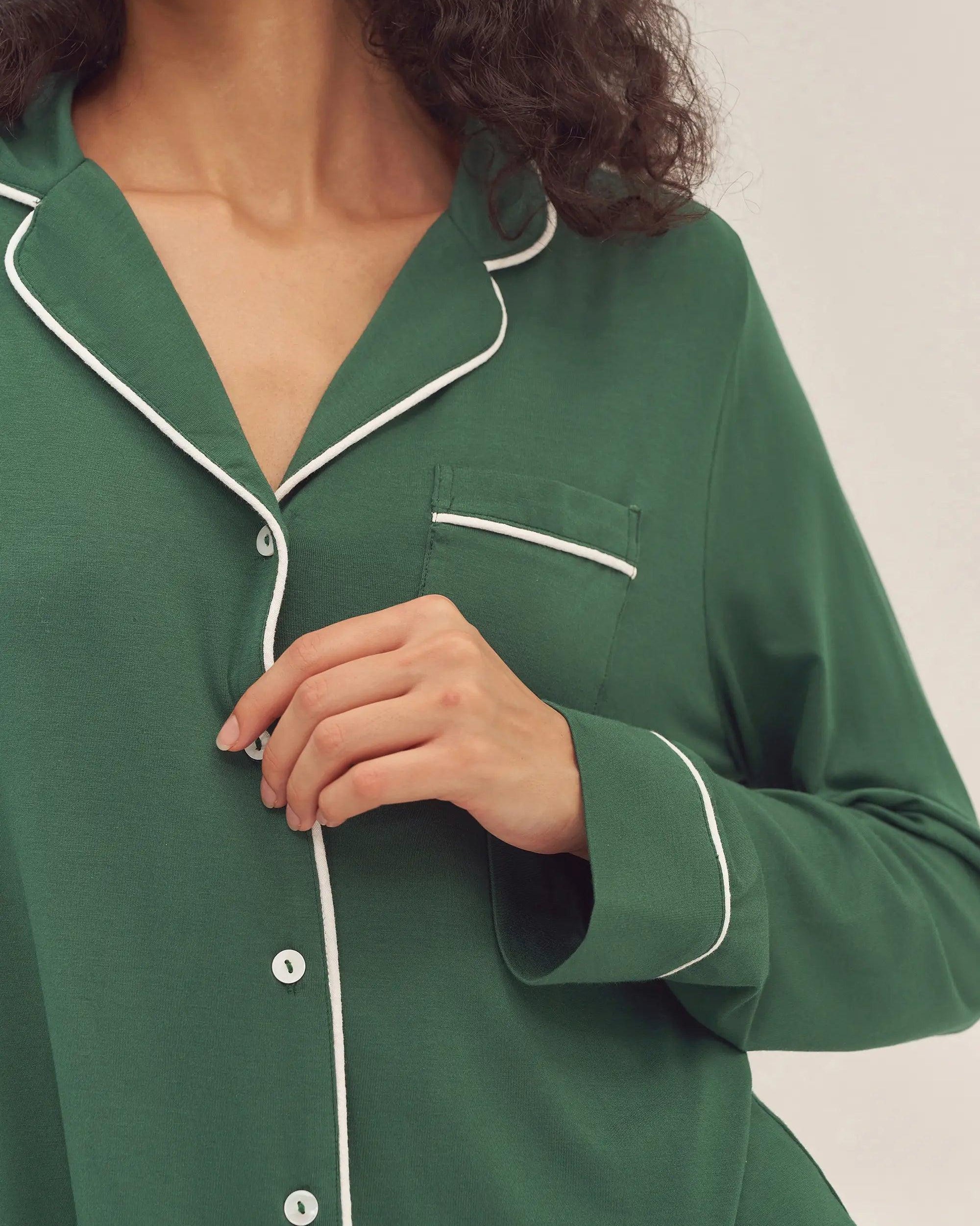 Long Sleeve Bamboo Pajama Set Adeline - LOUNGEWEAR-Bamboo PJS
