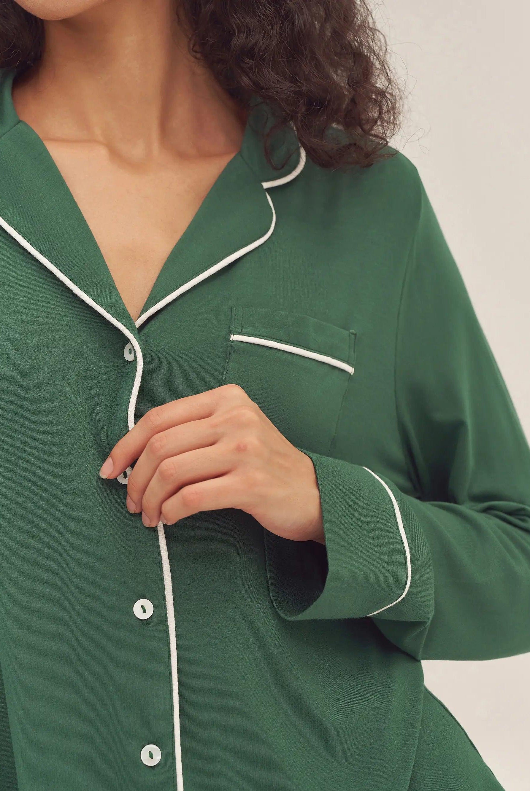 Long Sleeve Bamboo Pajama Set Adeline - LOUNGEWEAR-Bamboo PJS