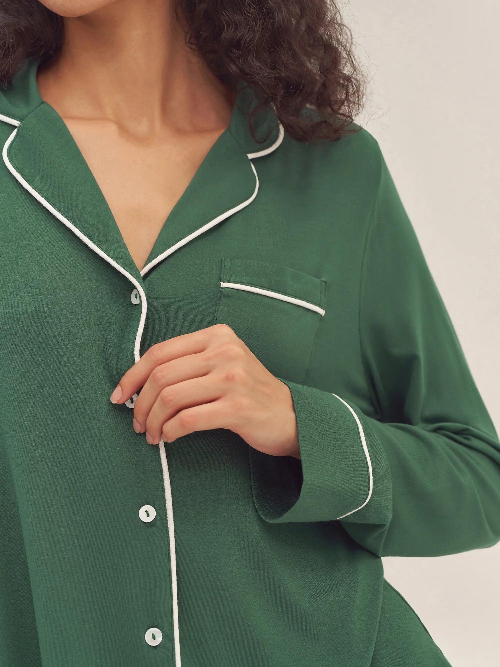 Long Sleeve Bamboo Viscose Pajama Set Adeline - LOUNGEWEAR-Bamboo Viscose PJS