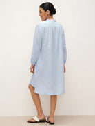 100% Linen V-Neck Pullover Shirt Dress JADEN - DRESSES-Linen Mini