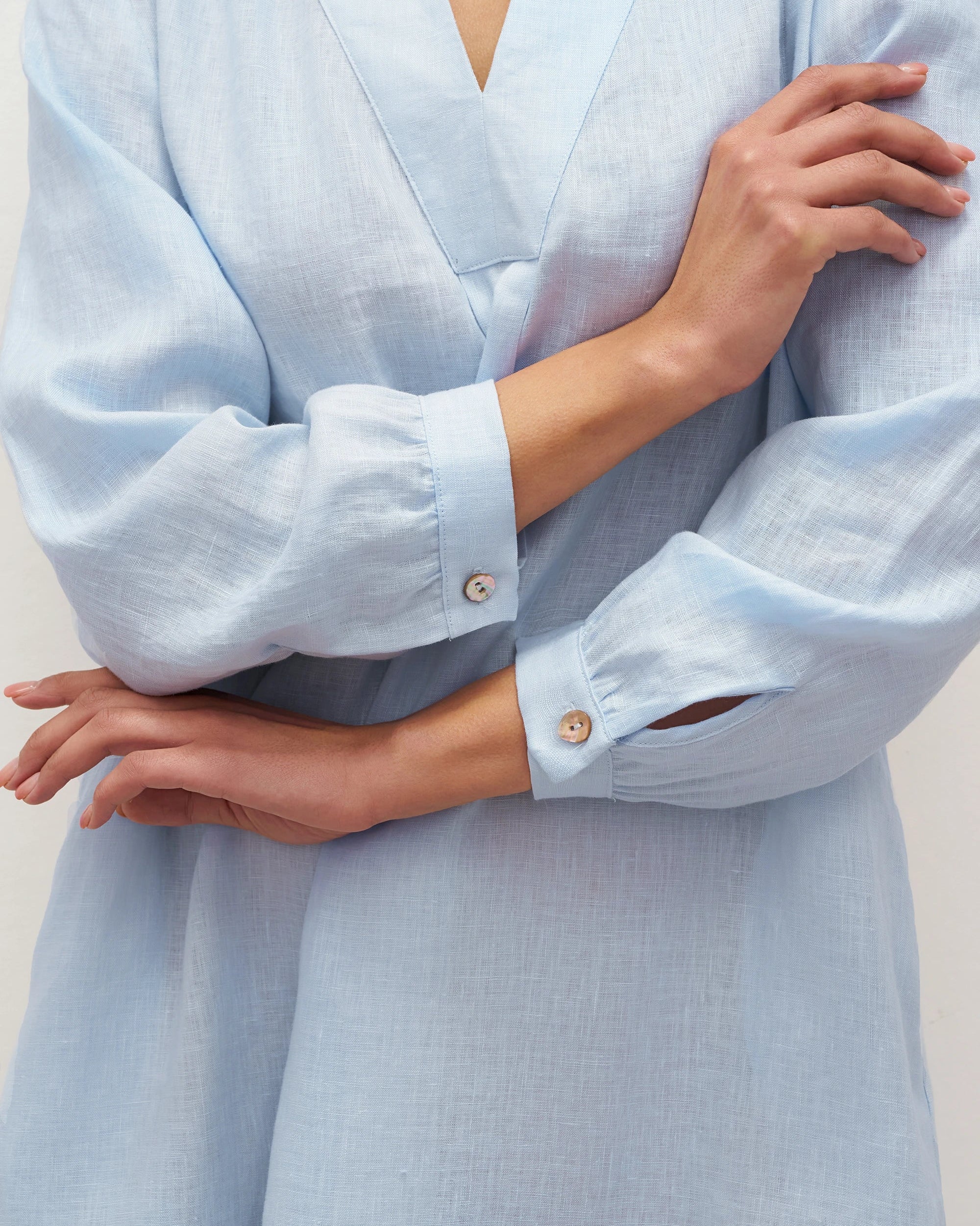 100% Linen V-Neck Pullover Shirt Dress JADEN - DRESSES-Linen Mini