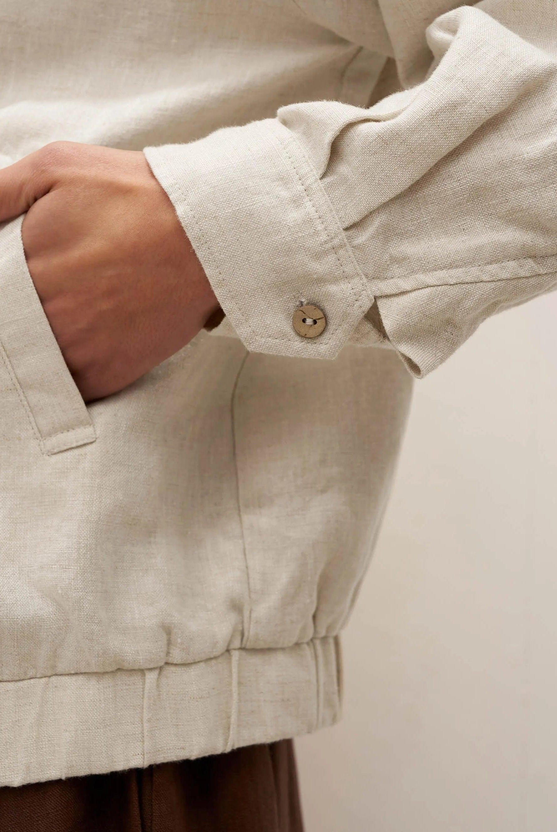 100% Linen Zipper Aviator Jacket ELIZA - TOPS-Linen Jackets