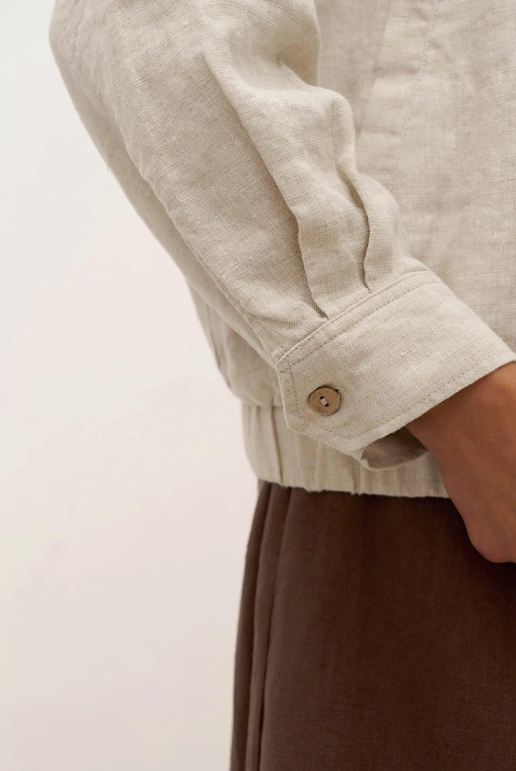 100% Linen Zipper Aviator Jacket ELIZA - TOPS-Linen Jackets