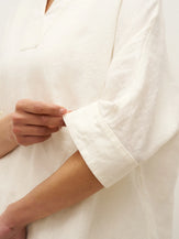 100% Linen V-Neck Oversized Pullover DANEE - TOPS-Linen Blouses